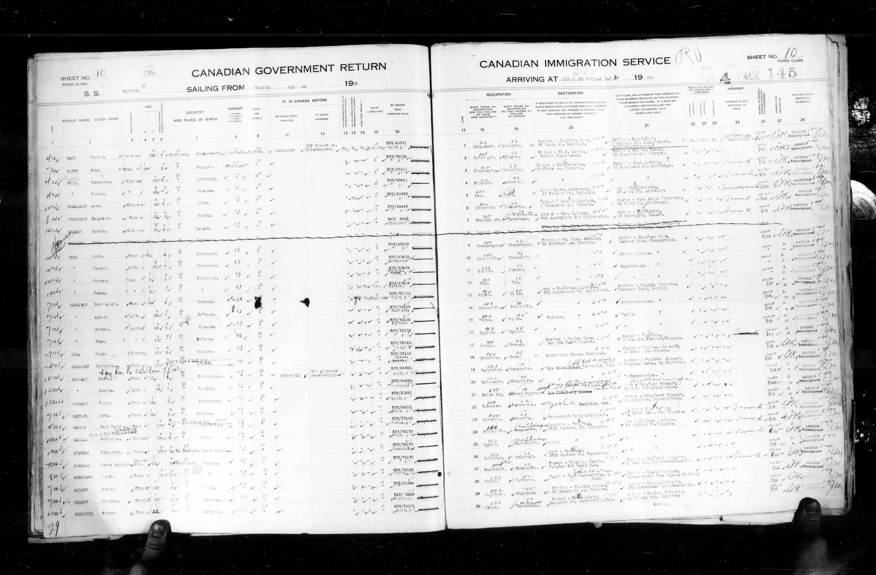 Title: Passenger Lists: Quebec City (1925-1935) - Mikan Number: 134839 - Microform: t-14715