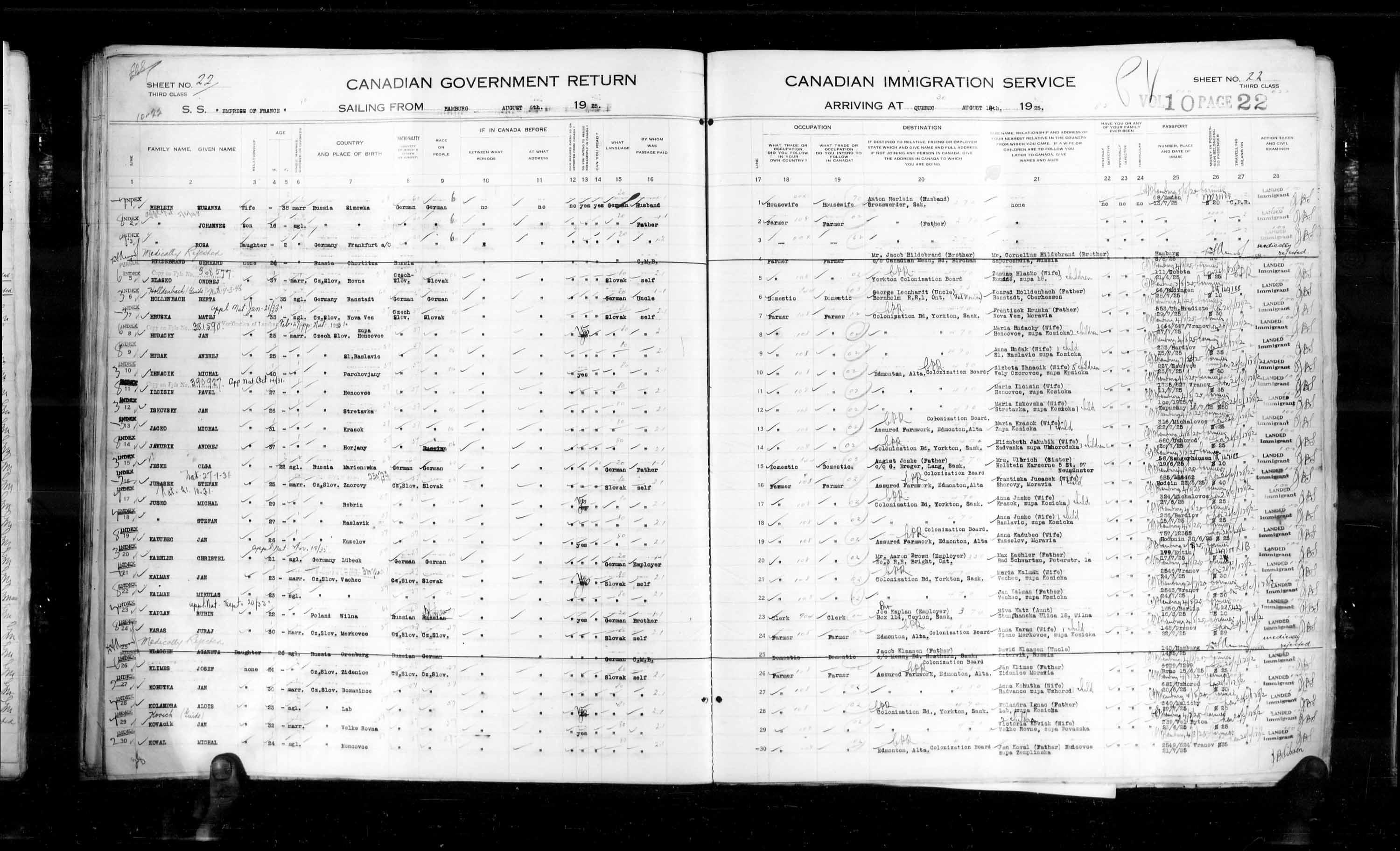 Title: Passenger Lists: Quebec City (1925-1935) - Mikan Number: 134839 - Microform: t-14717
