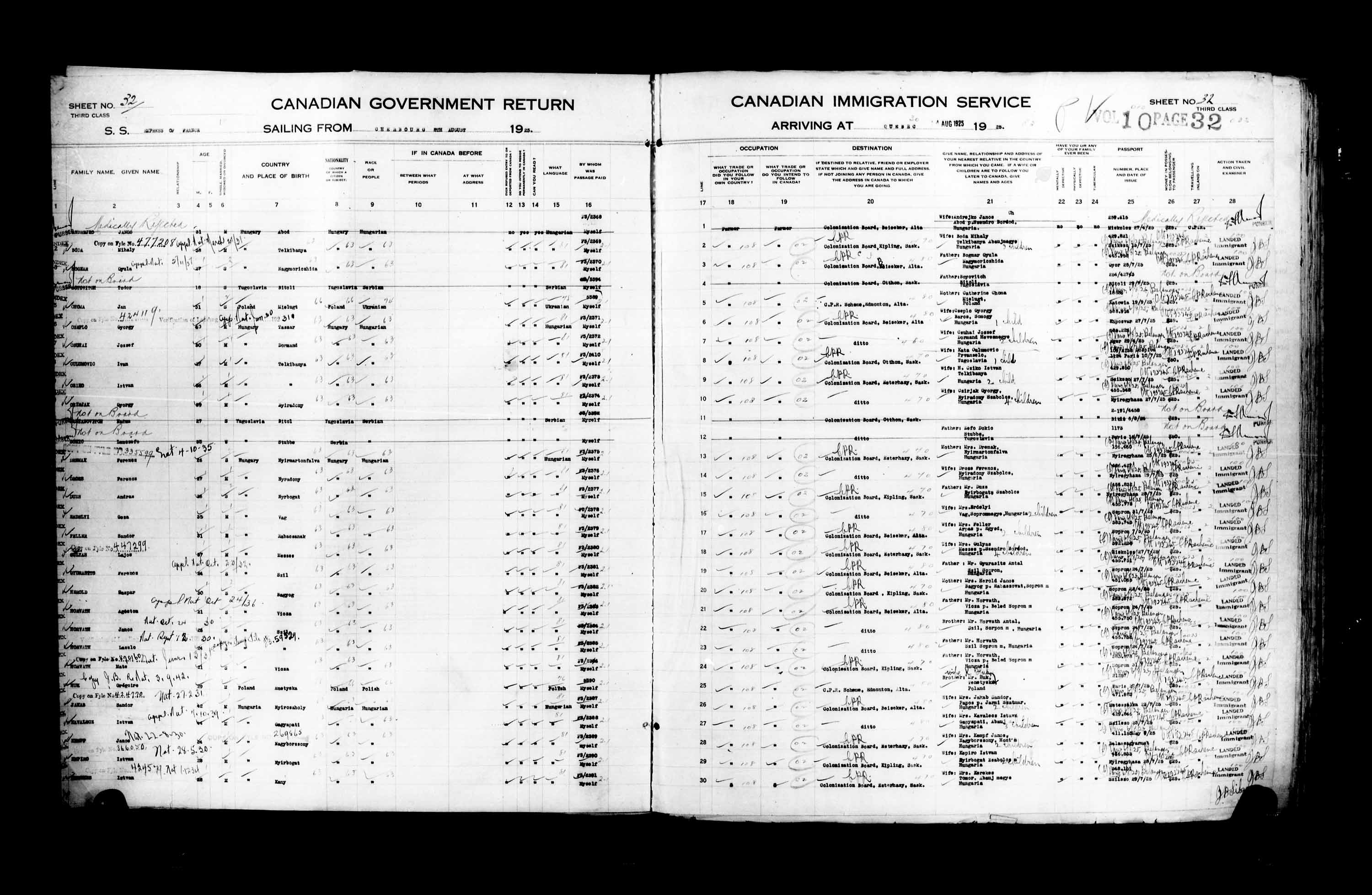 Title: Passenger Lists: Quebec City (1925-1935) - Mikan Number: 134839 - Microform: t-14718