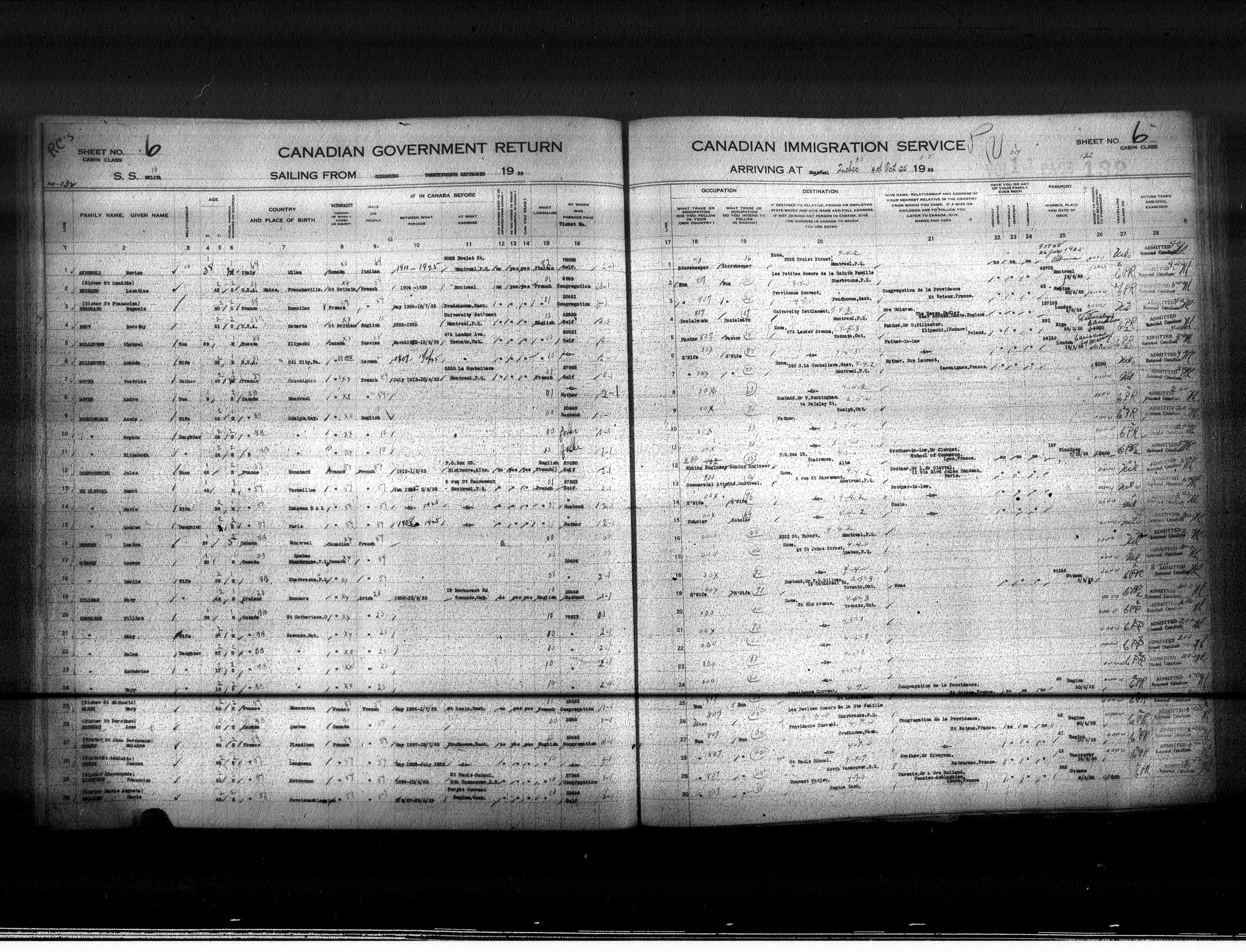 Title: Passenger Lists: Quebec City (1925-1935) - Mikan Number: 134839 - Microform: t-14719