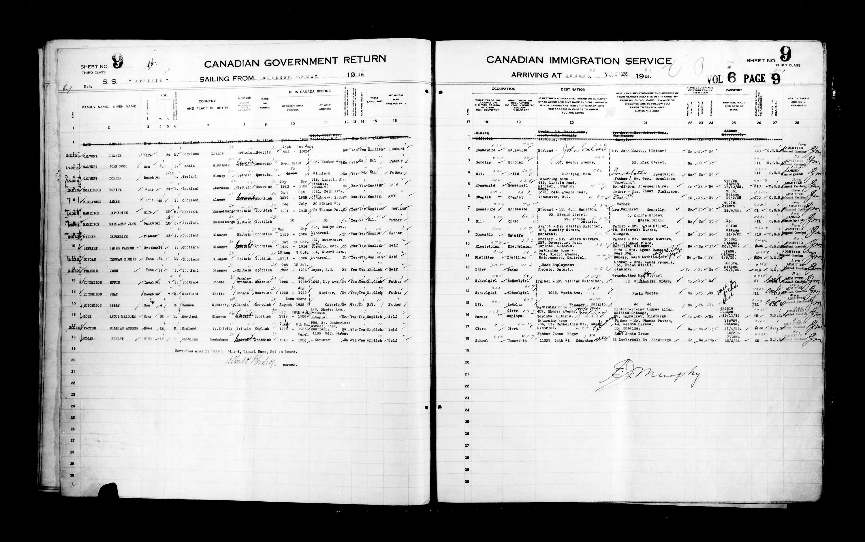 Titre : Listes de passagers : Ville de Qubec (1925-1935) - N d'enregistrement Mikan : 178851 - Microforme : t-14723