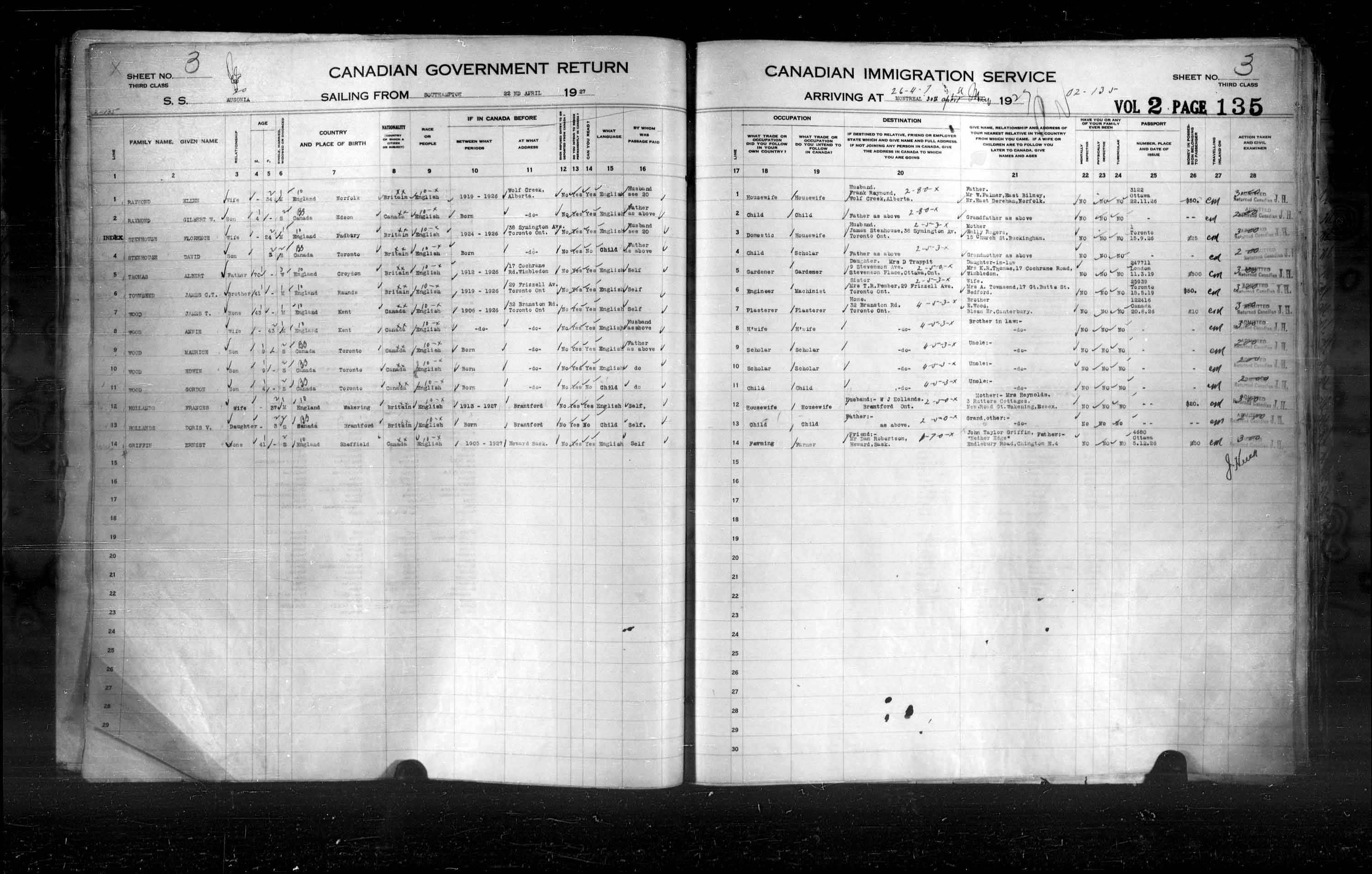Title: Passenger Lists: Quebec City (1925-1935) - Mikan Number: 134839 - Microform: t-14730