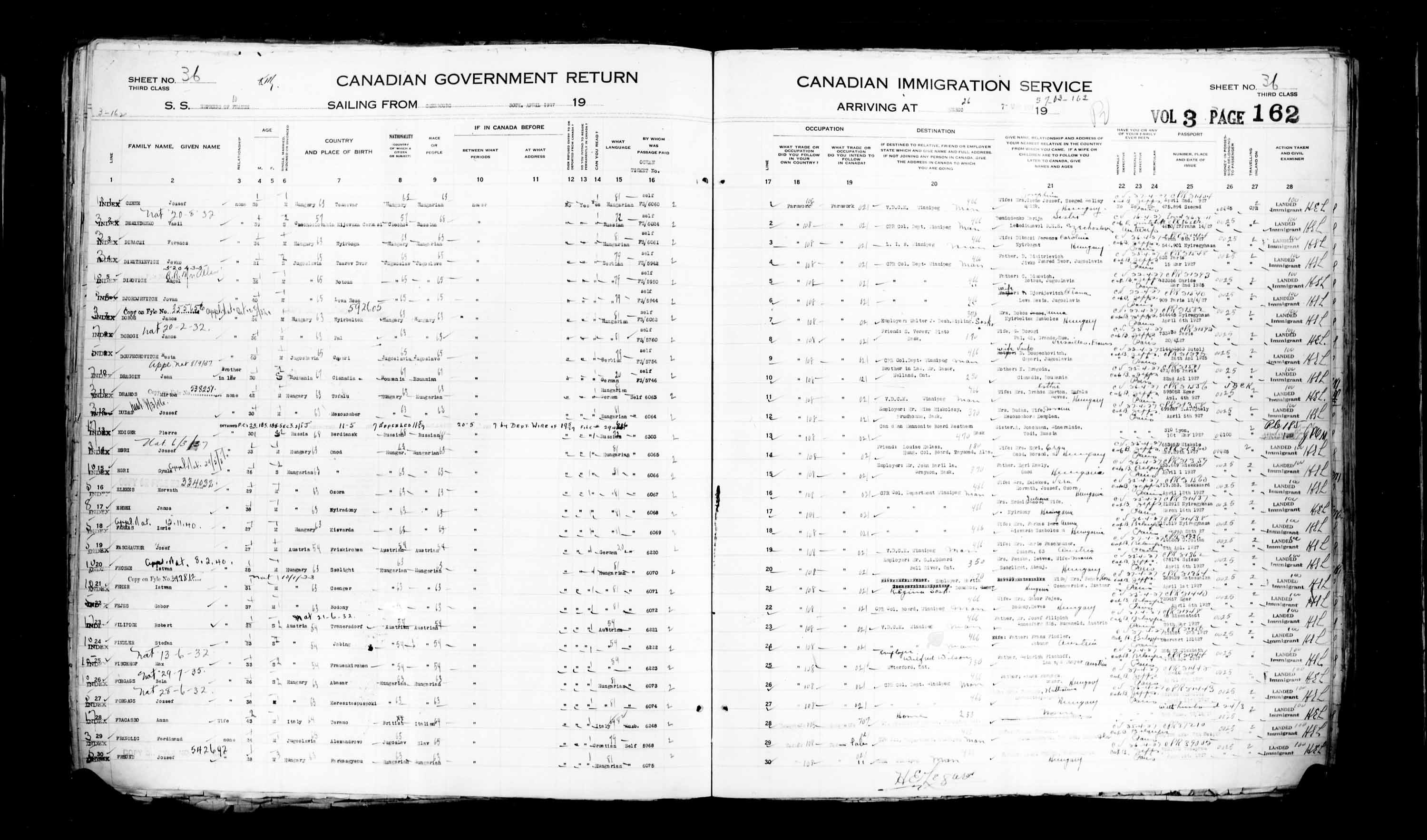 Title: Passenger Lists: Quebec City (1925-1935) - Mikan Number: 134839 - Microform: t-14731