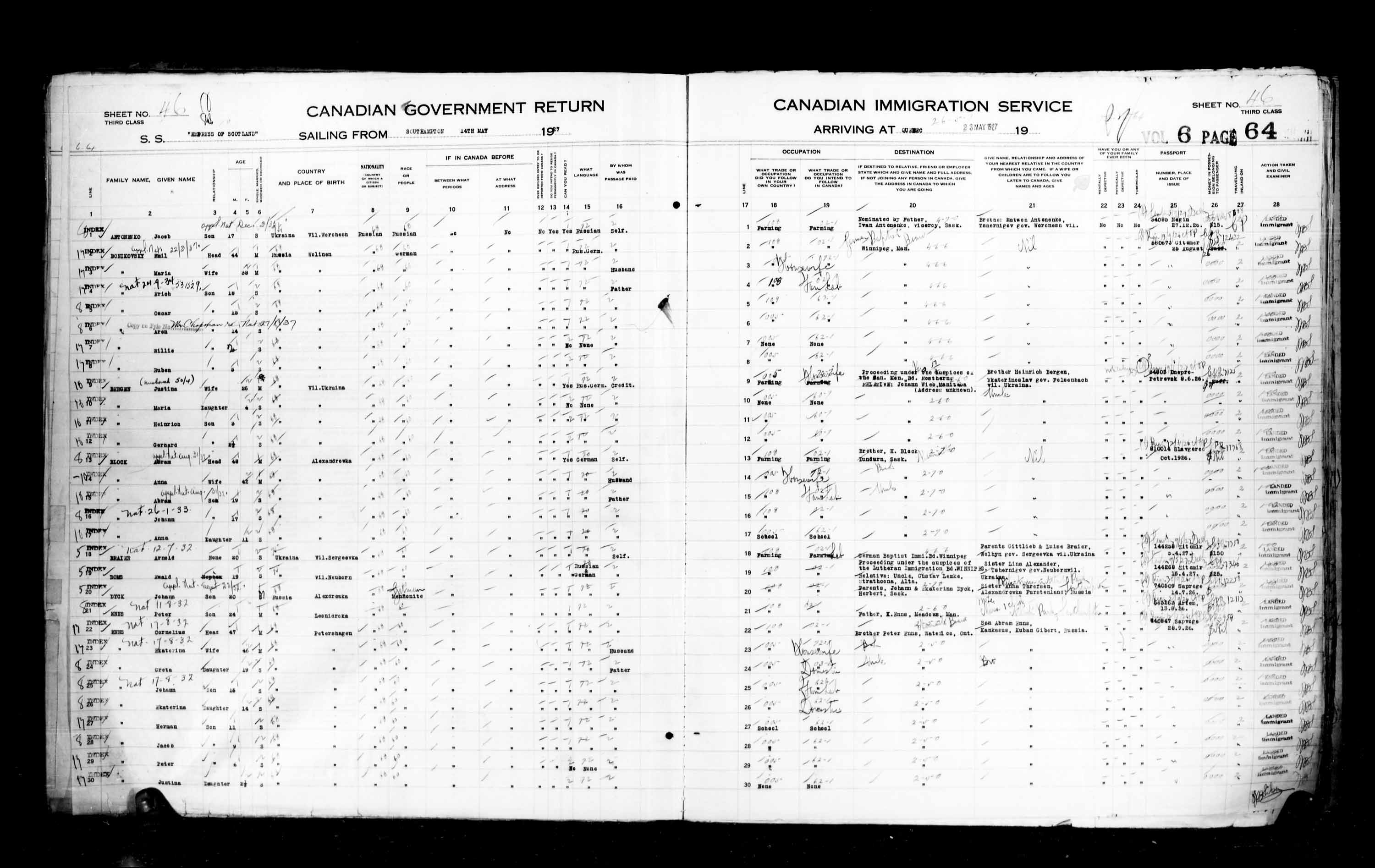 Title: Passenger Lists: Quebec City (1925-1935) - Mikan Number: 134839 - Microform: t-14732