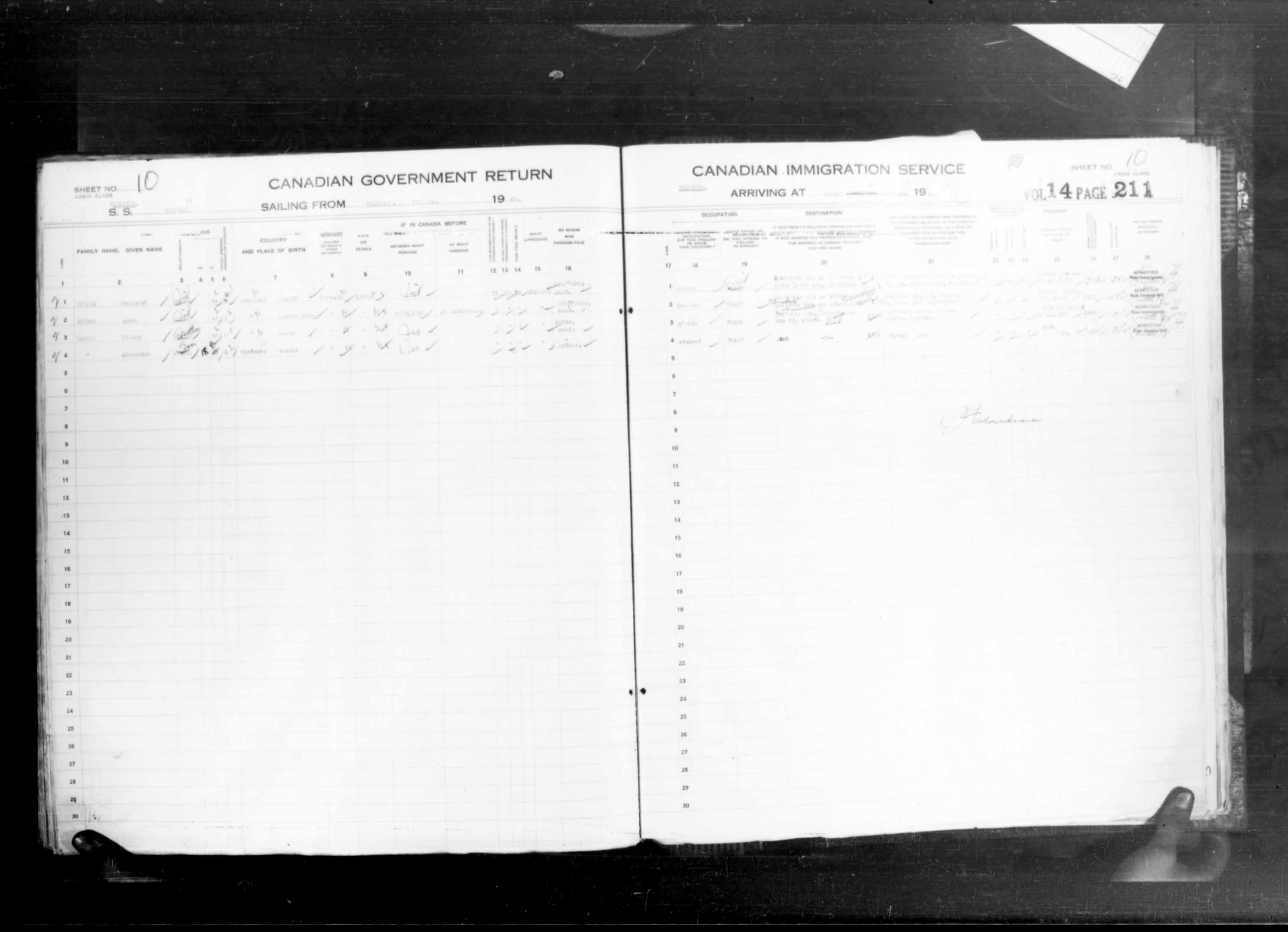 Titre : Listes de passagers : Ville de Qubec (1925-1935) - N d'enregistrement Mikan : 178851 - Microforme : t-14736
