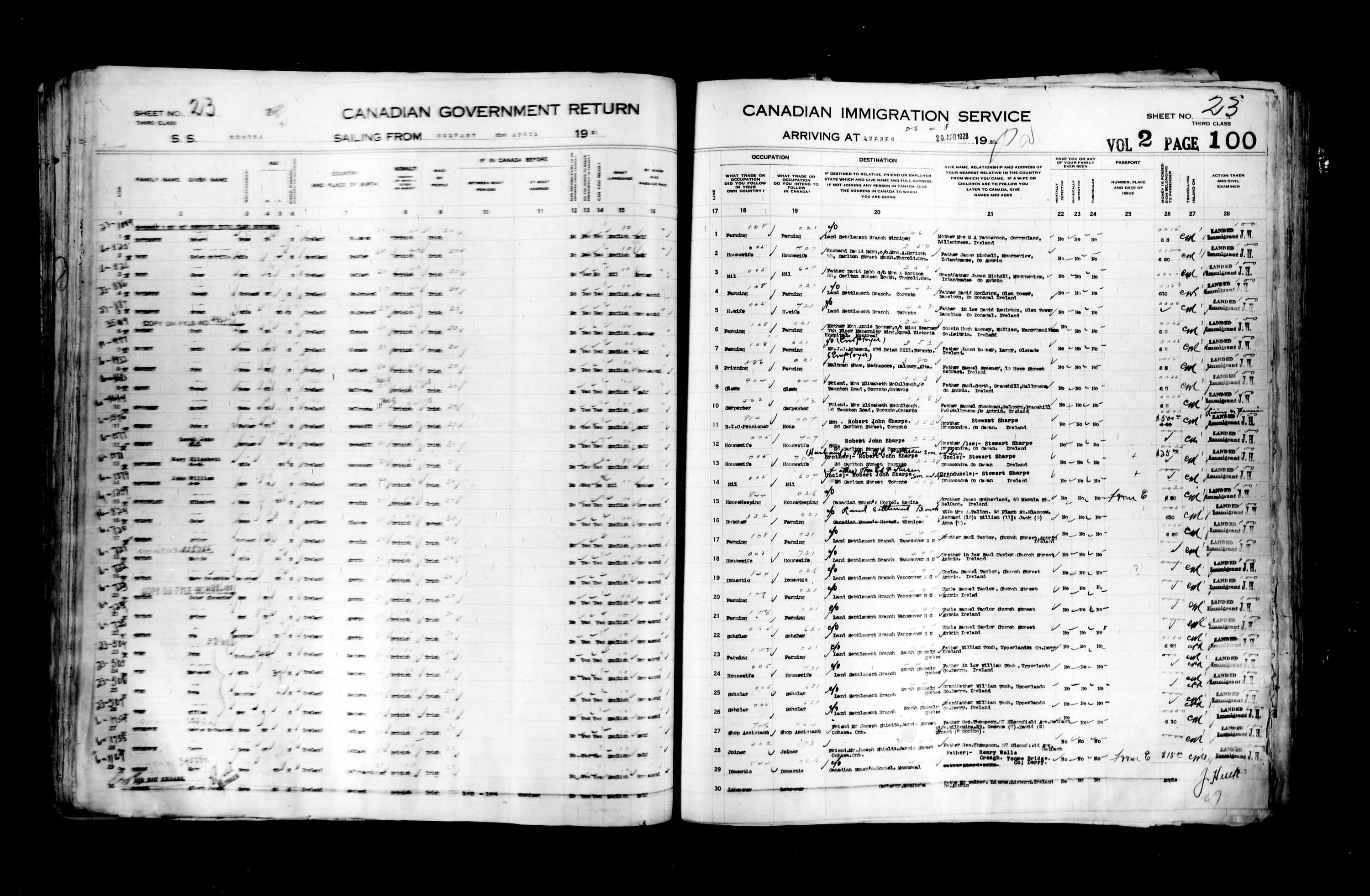 Title: Passenger Lists: Quebec City (1925-1935) - Mikan Number: 134839 - Microform: t-14740