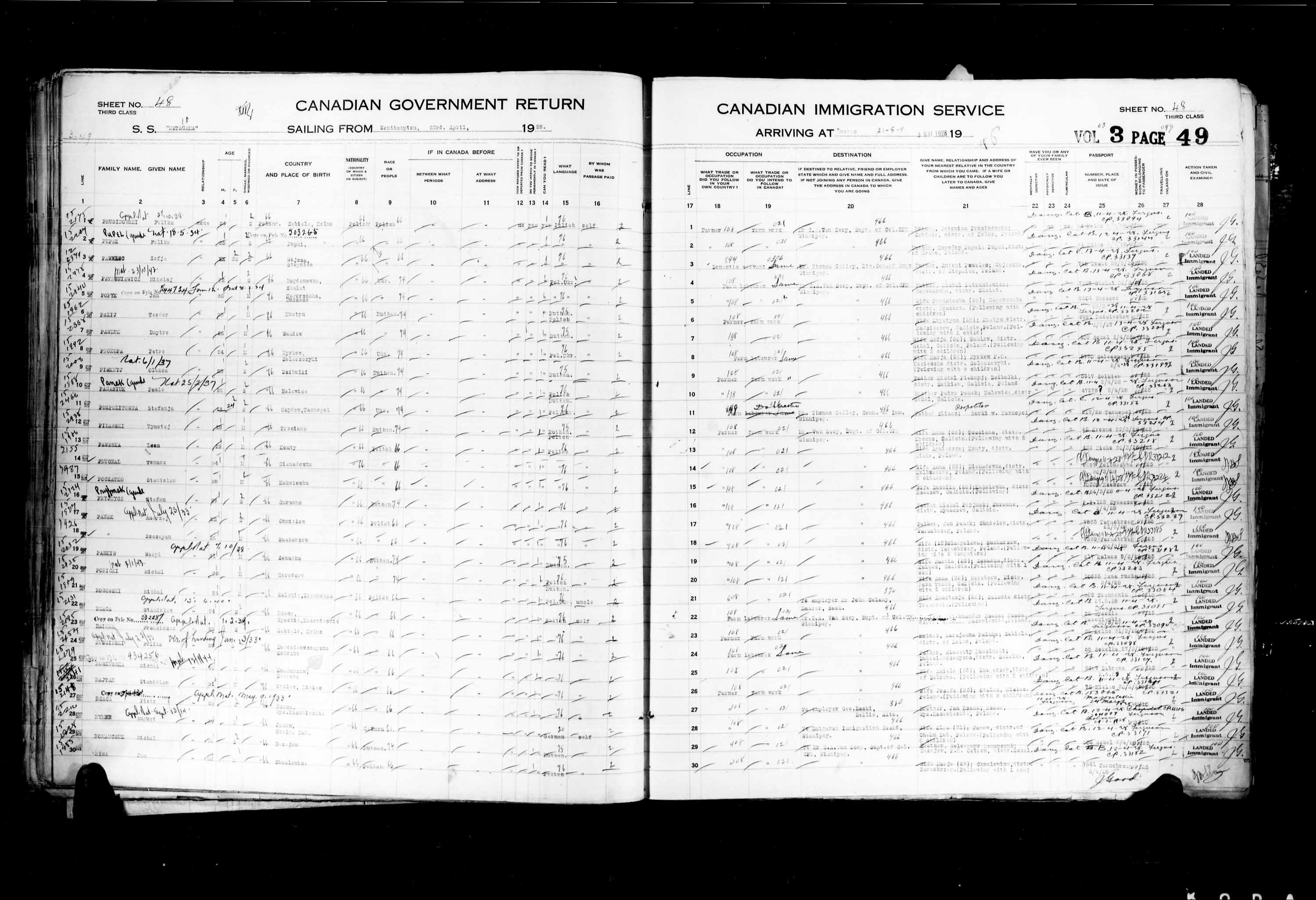 Title: Passenger Lists: Quebec City (1925-1935) - Mikan Number: 134839 - Microform: t-14741