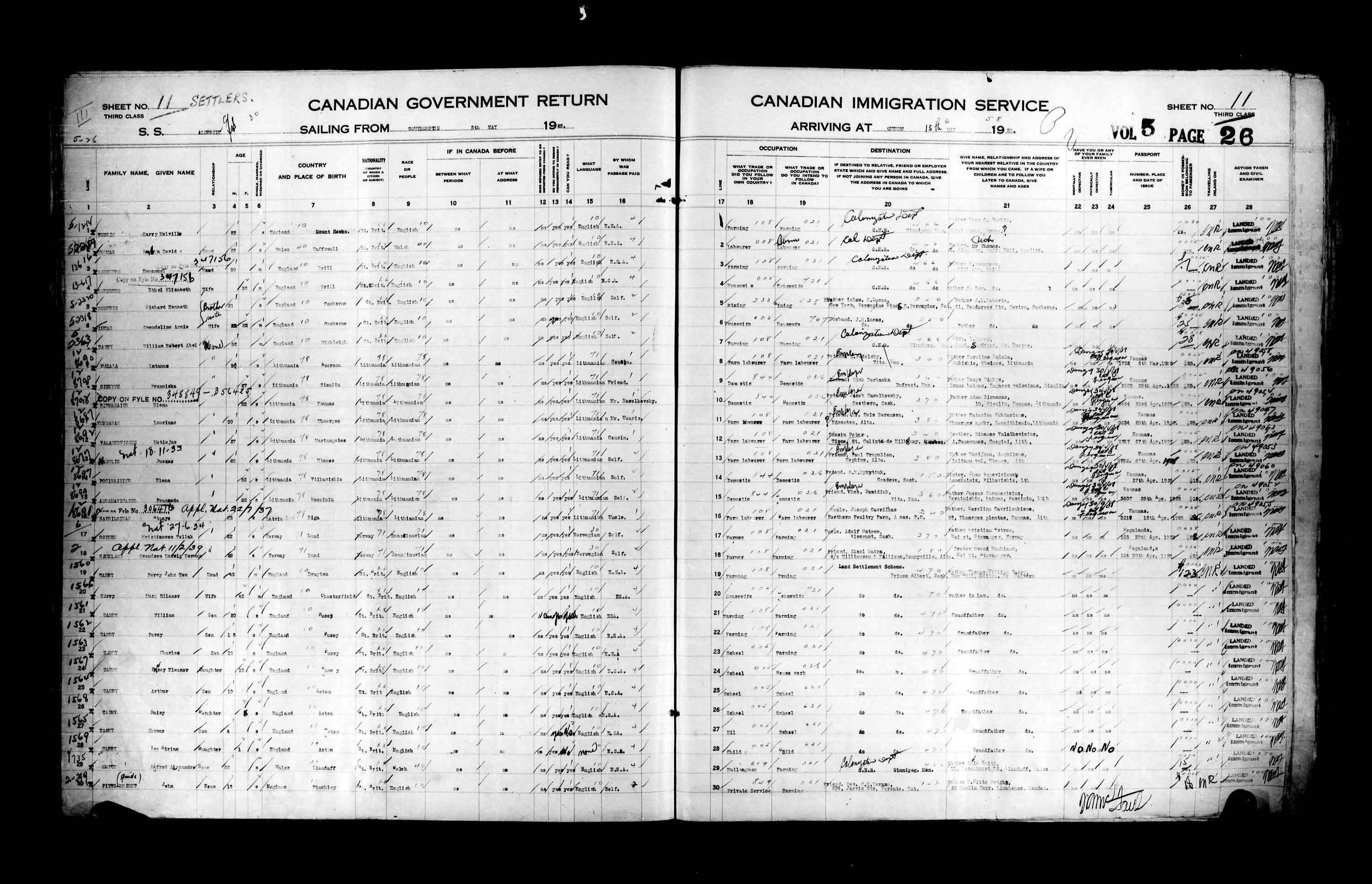 Titre : Listes de passagers : Ville de Qubec (1925-1935) - N d'enregistrement Mikan : 178851 - Microforme : t-14742