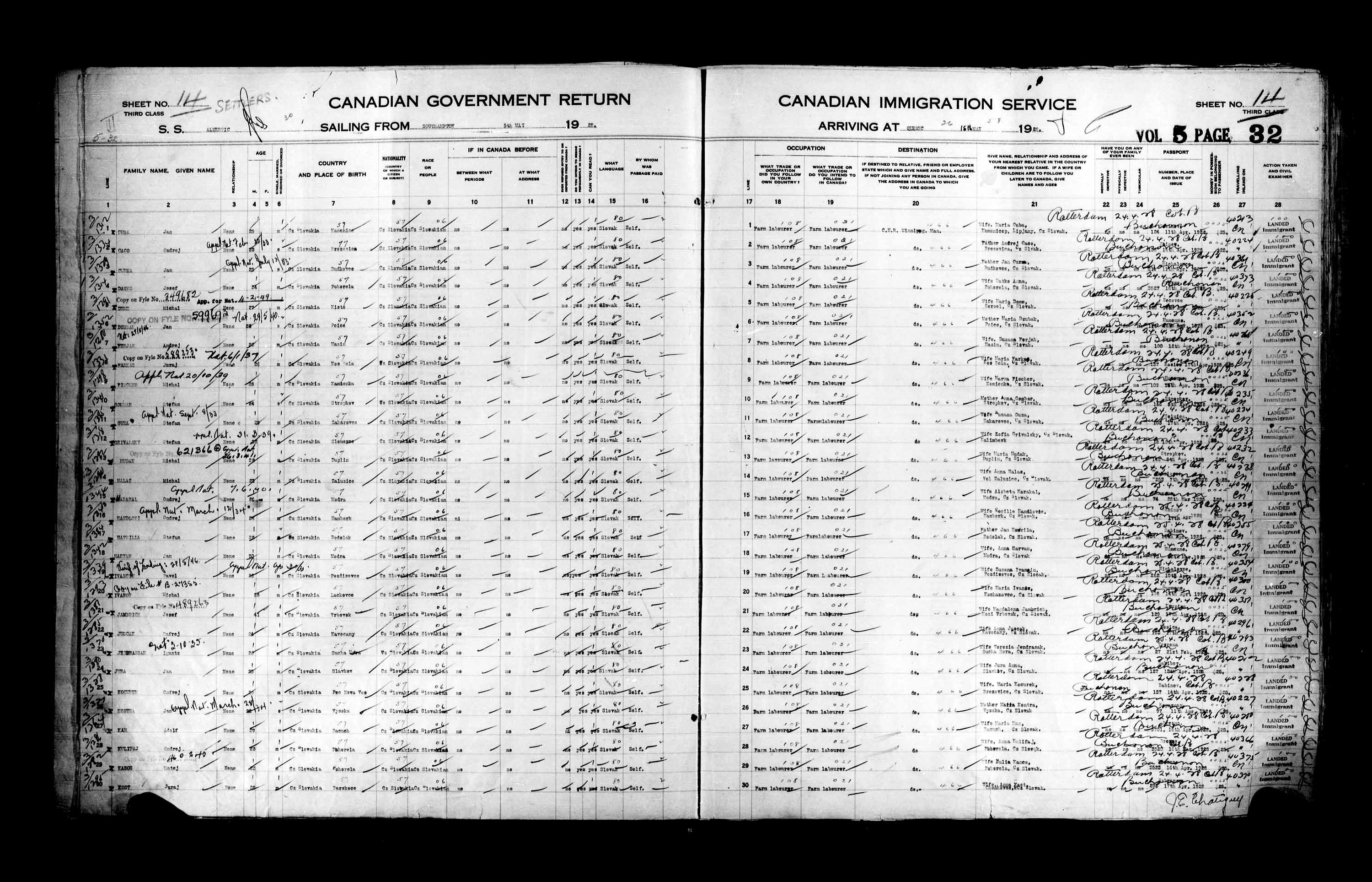 Title: Passenger Lists: Quebec City (1925-1935) - Mikan Number: 134839 - Microform: t-14742