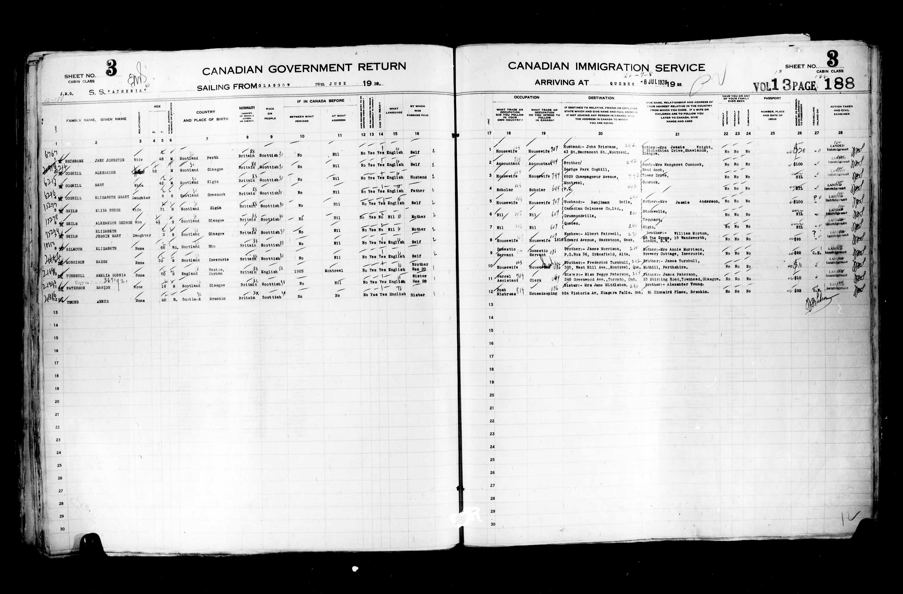 Titre : Listes de passagers : Ville de Qubec (1925-1935) - N d'enregistrement Mikan : 178851 - Microforme : t-14744