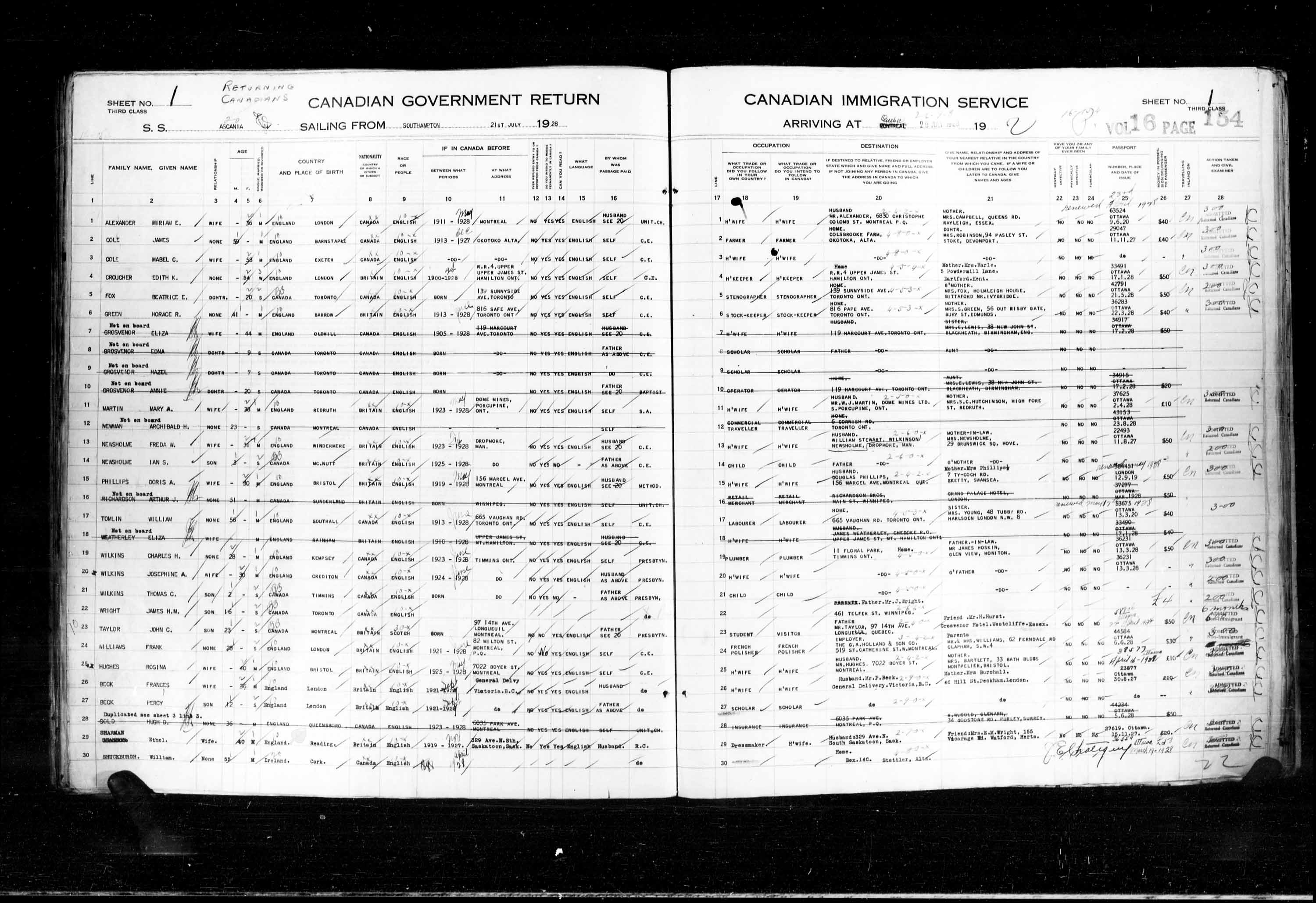 Title: Passenger Lists: Quebec City (1925-1935) - Mikan Number: 134839 - Microform: t-14746