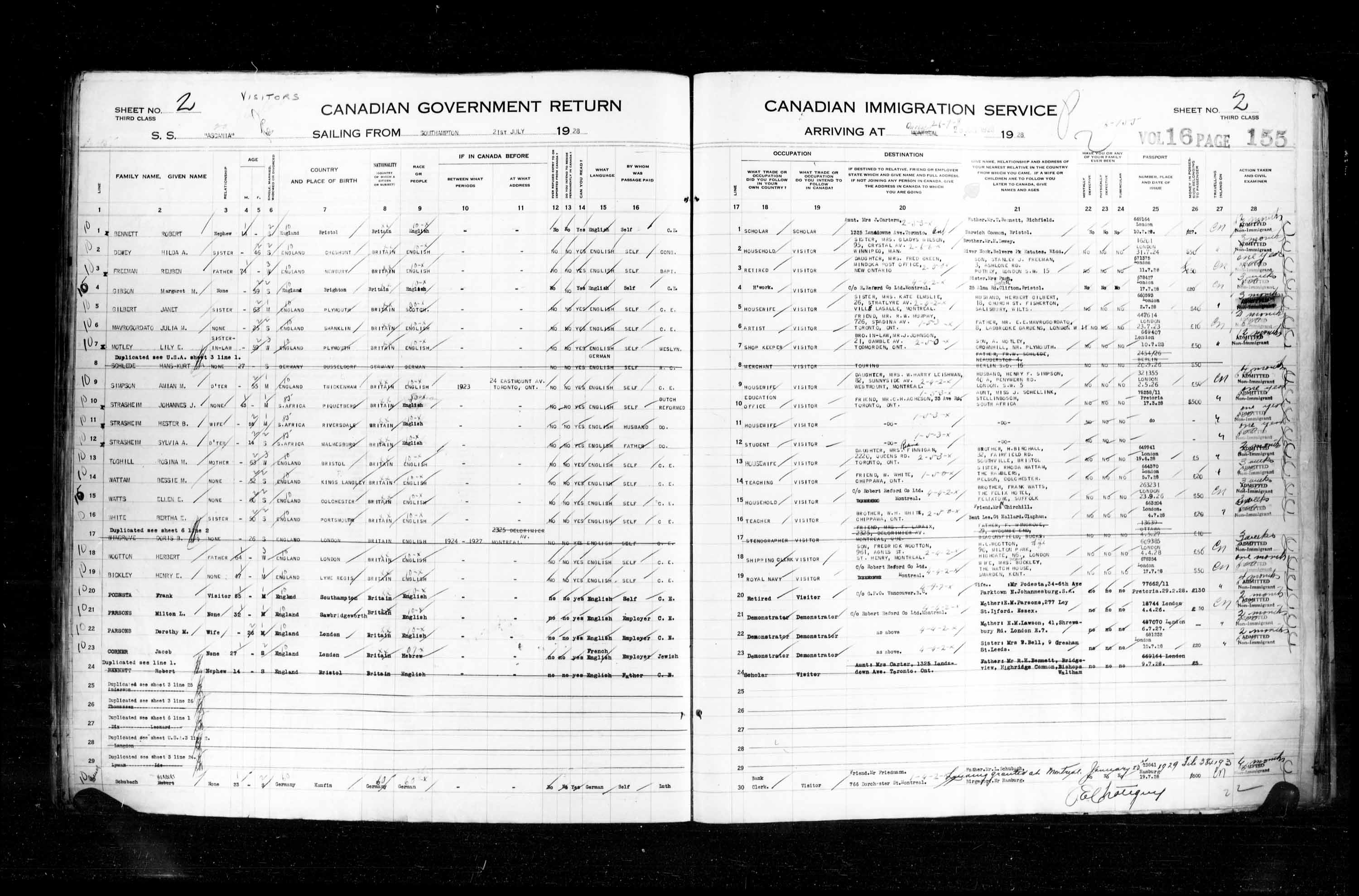 Title: Passenger Lists: Quebec City (1925-1935) - Mikan Number: 134839 - Microform: t-14746