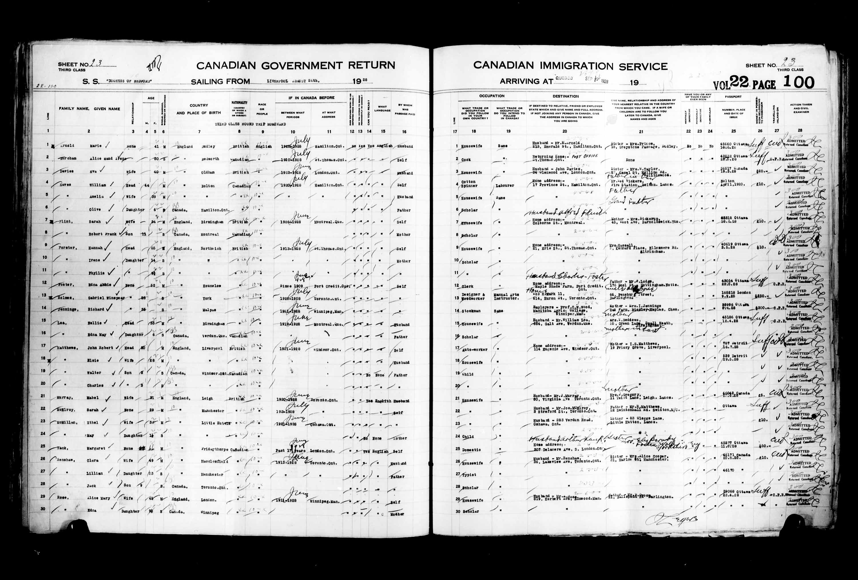 Title: Passenger Lists: Quebec City (1925-1935) - Mikan Number: 134839 - Microform: t-14748