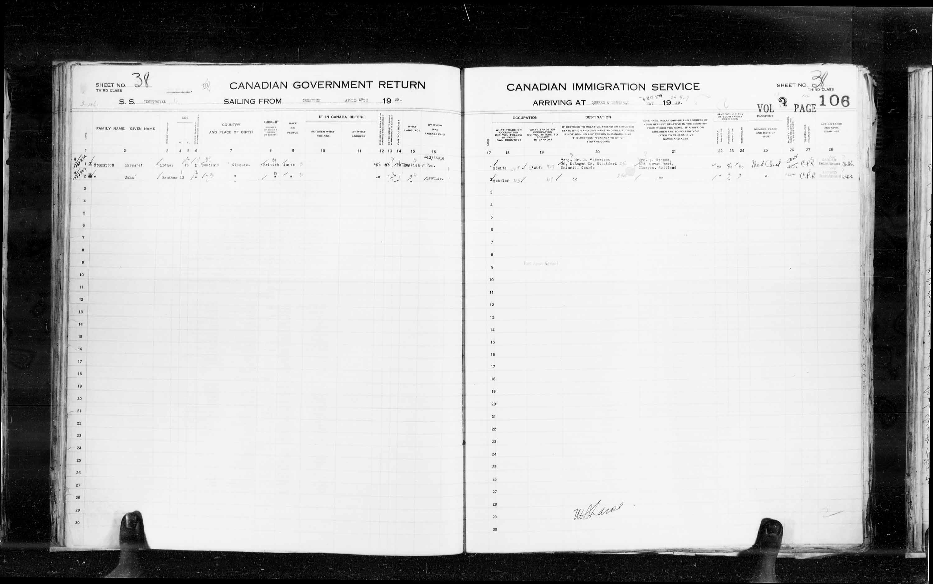 Title: Passenger Lists: Quebec City (1925-1935) - Mikan Number: 134839 - Microform: t-14751