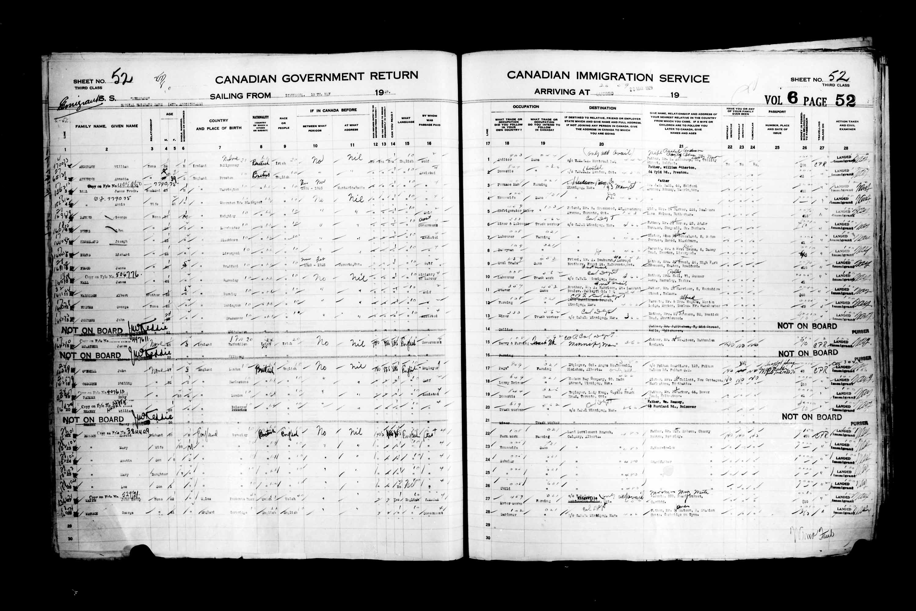 Titre : Listes de passagers : Ville de Qubec (1925-1935) - N d'enregistrement Mikan : 178851 - Microforme : t-14753