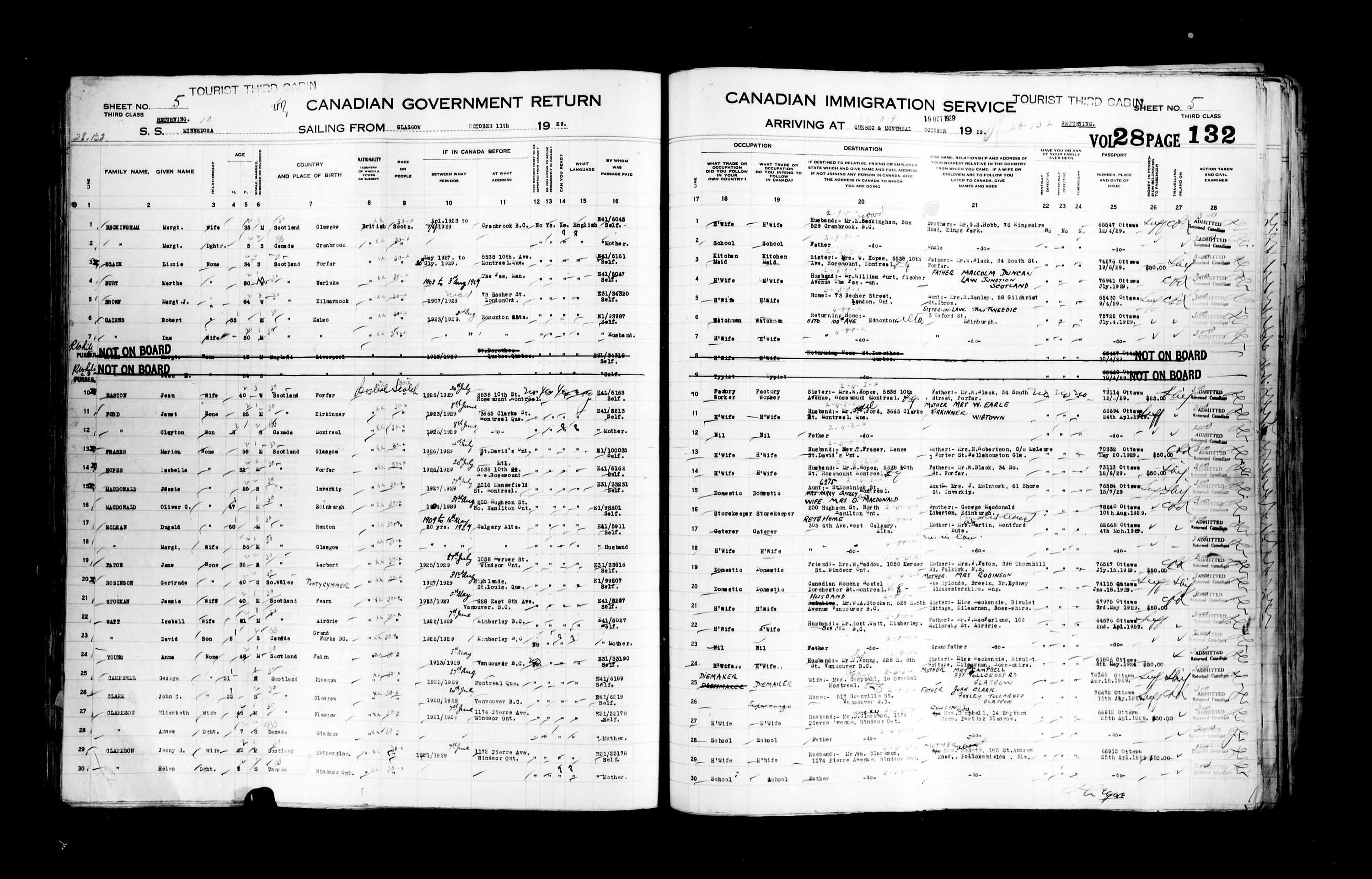 Titre : Listes de passagers : Ville de Qubec (1925-1935) - N d'enregistrement Mikan : 178851 - Microforme : t-14761