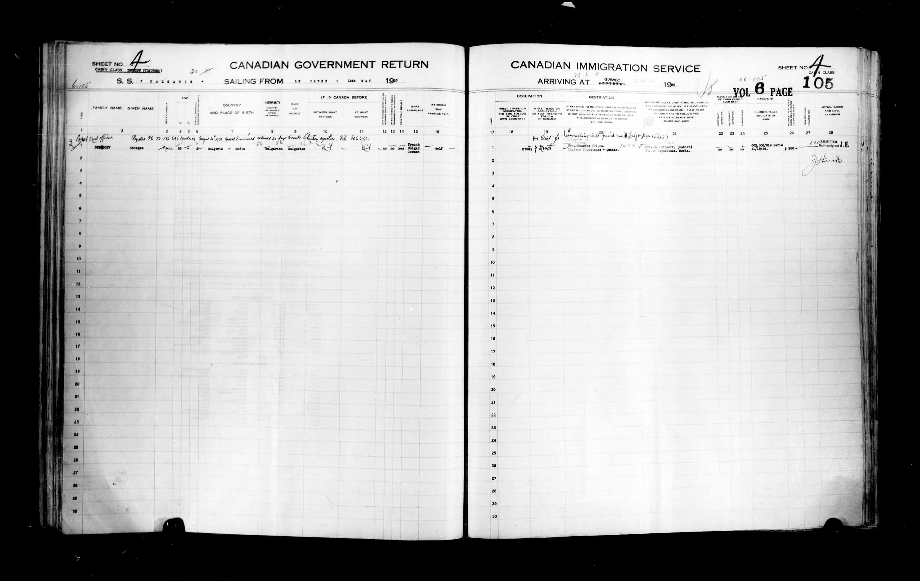 Title: Passenger Lists: Quebec City (1925-1935) - Mikan Number: 134839 - Microform: t-14763
