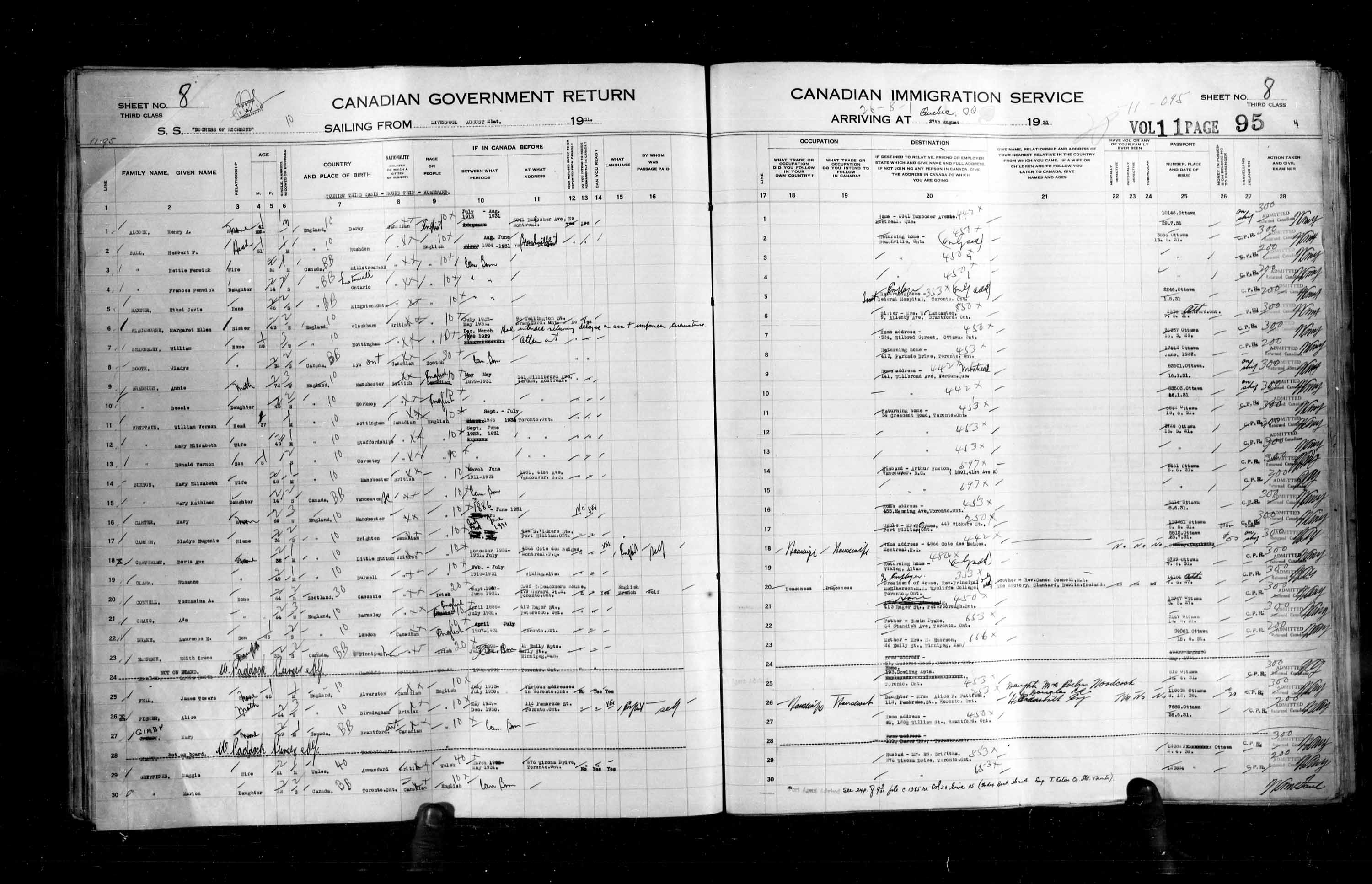 Title: Passenger Lists: Quebec City (1925-1935) - Mikan Number: 134839 - Microform: t-14775