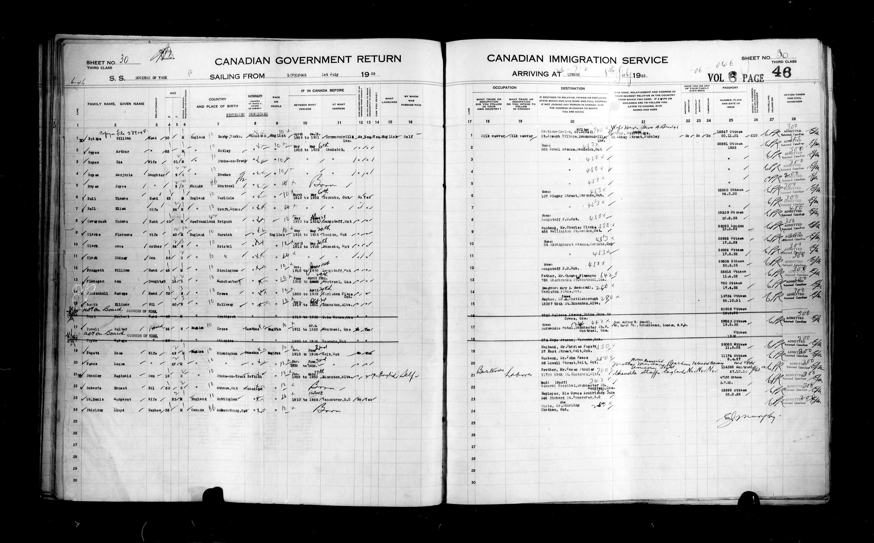 Title: Passenger Lists: Quebec City (1925-1935) - Mikan Number: 134839 - Microform: t-14779