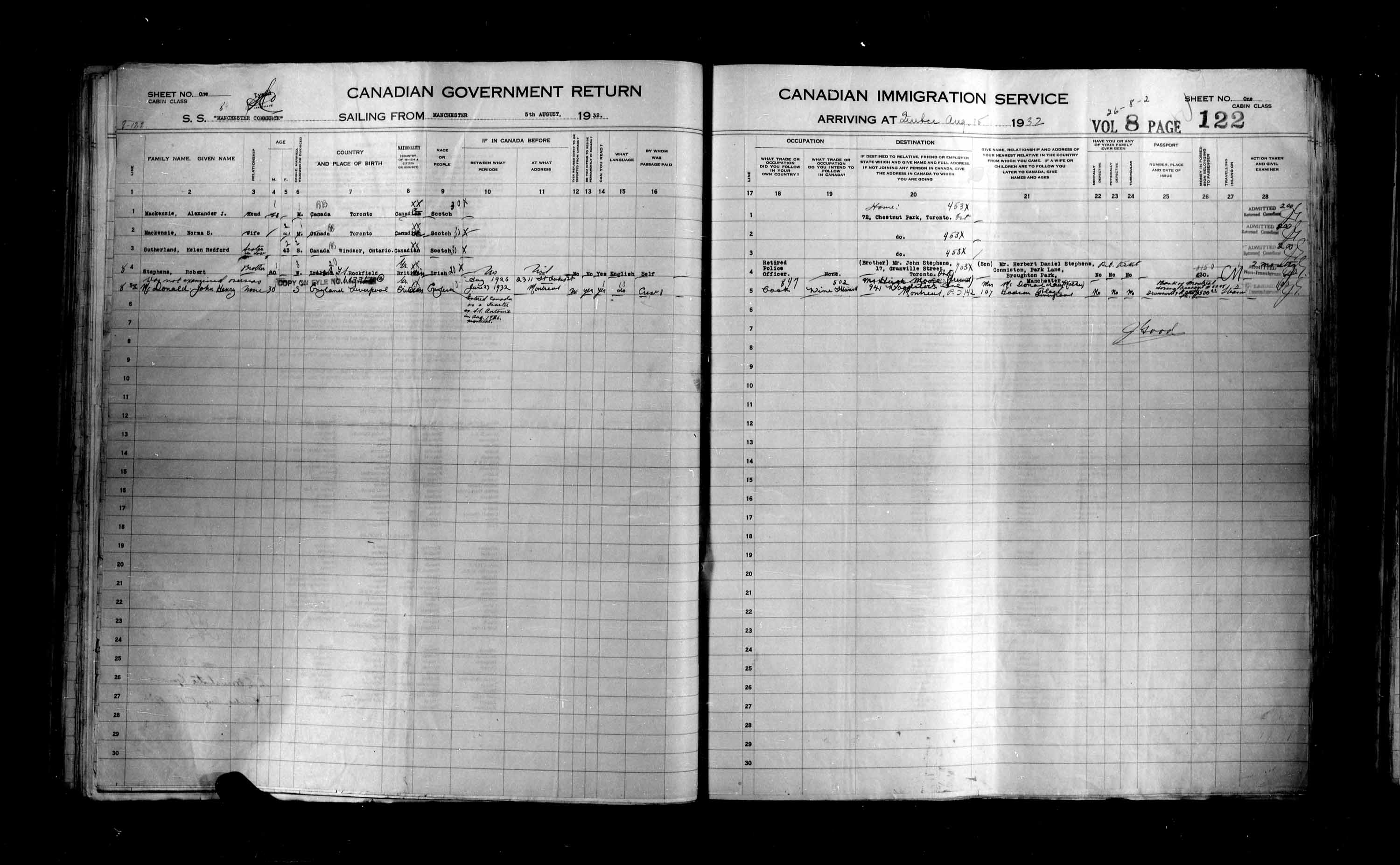 Titre : Listes de passagers : Ville de Qubec (1925-1935) - N d'enregistrement Mikan : 178851 - Microforme : t-14779