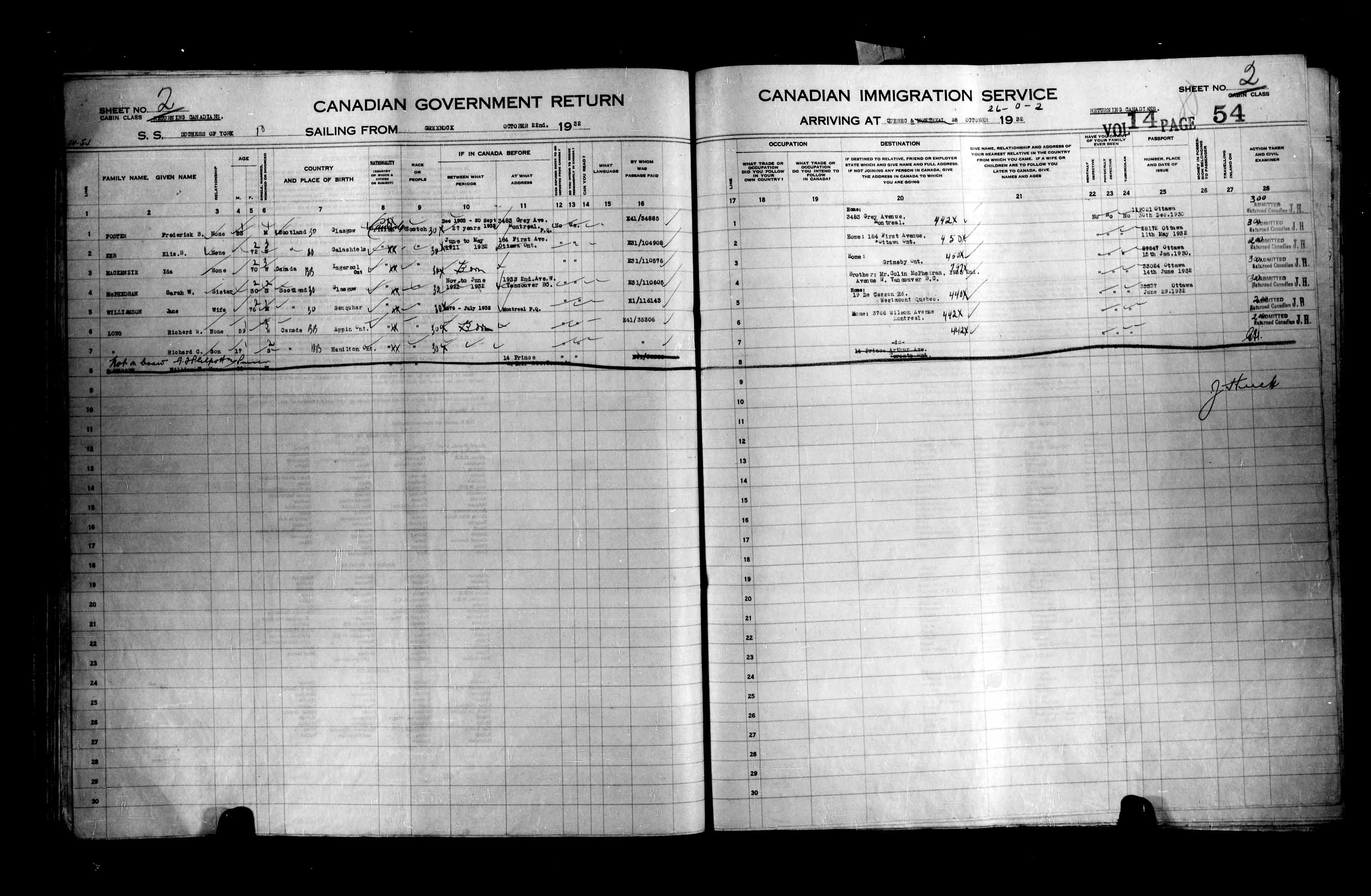Title: Passenger Lists: Quebec City (1925-1935) - Mikan Number: 134839 - Microform: t-14782