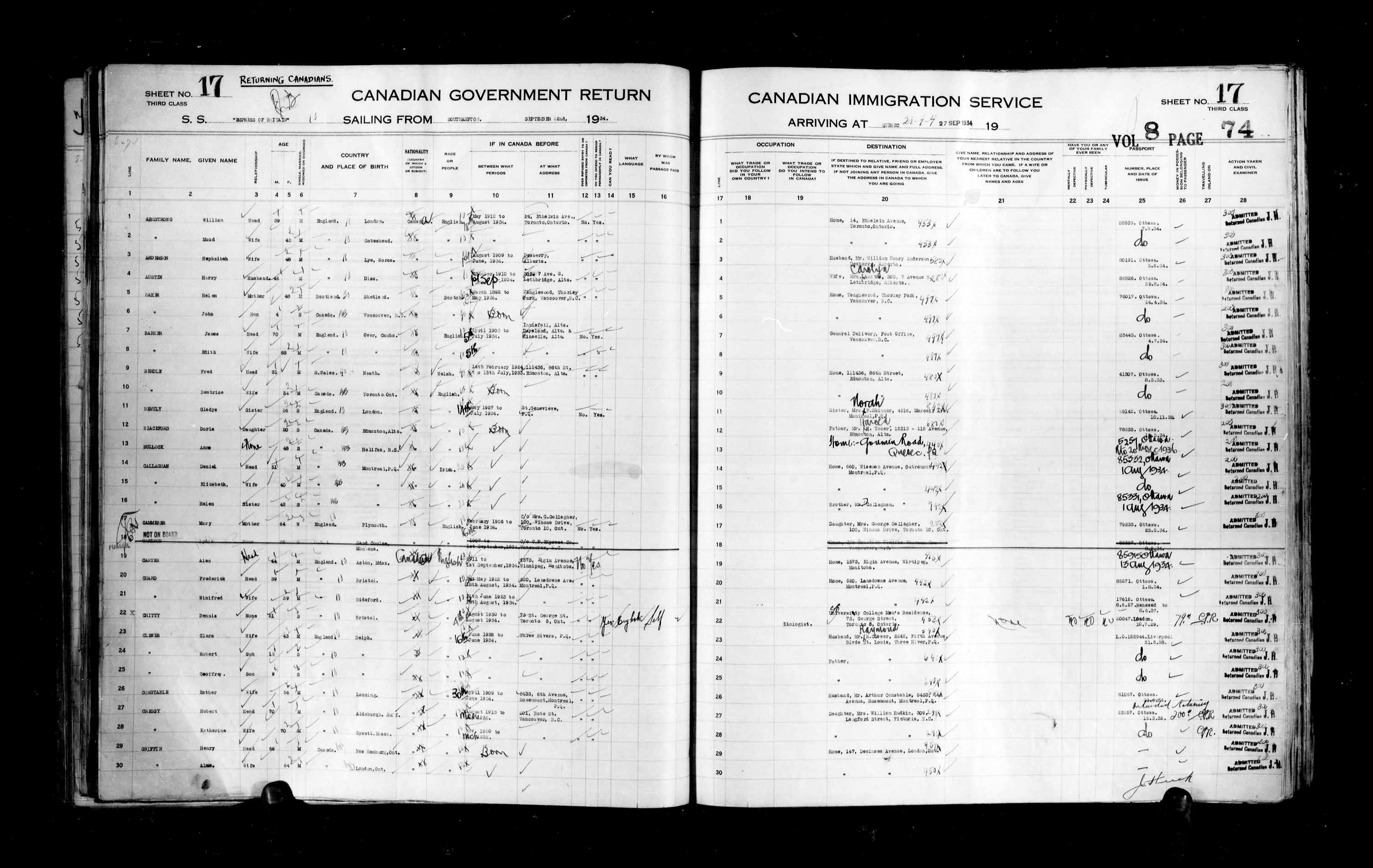 Title: Passenger Lists: Quebec City (1925-1935) - Mikan Number: 134839 - Microform: t-14789