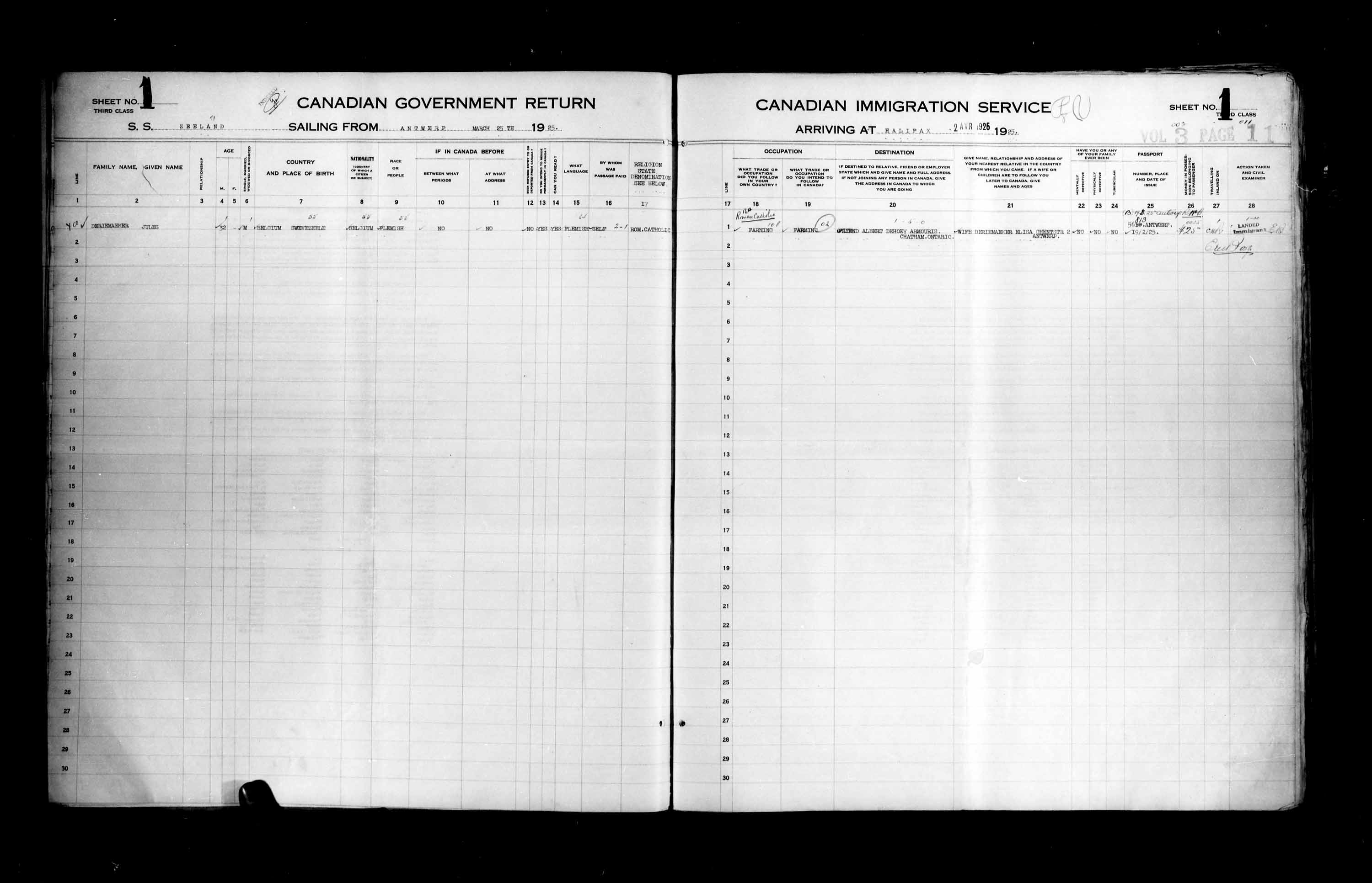 Titre : Listes de passagers : Halifax (1925-1935) - N d'enregistrement Mikan : 178854 - Microforme : t-14801