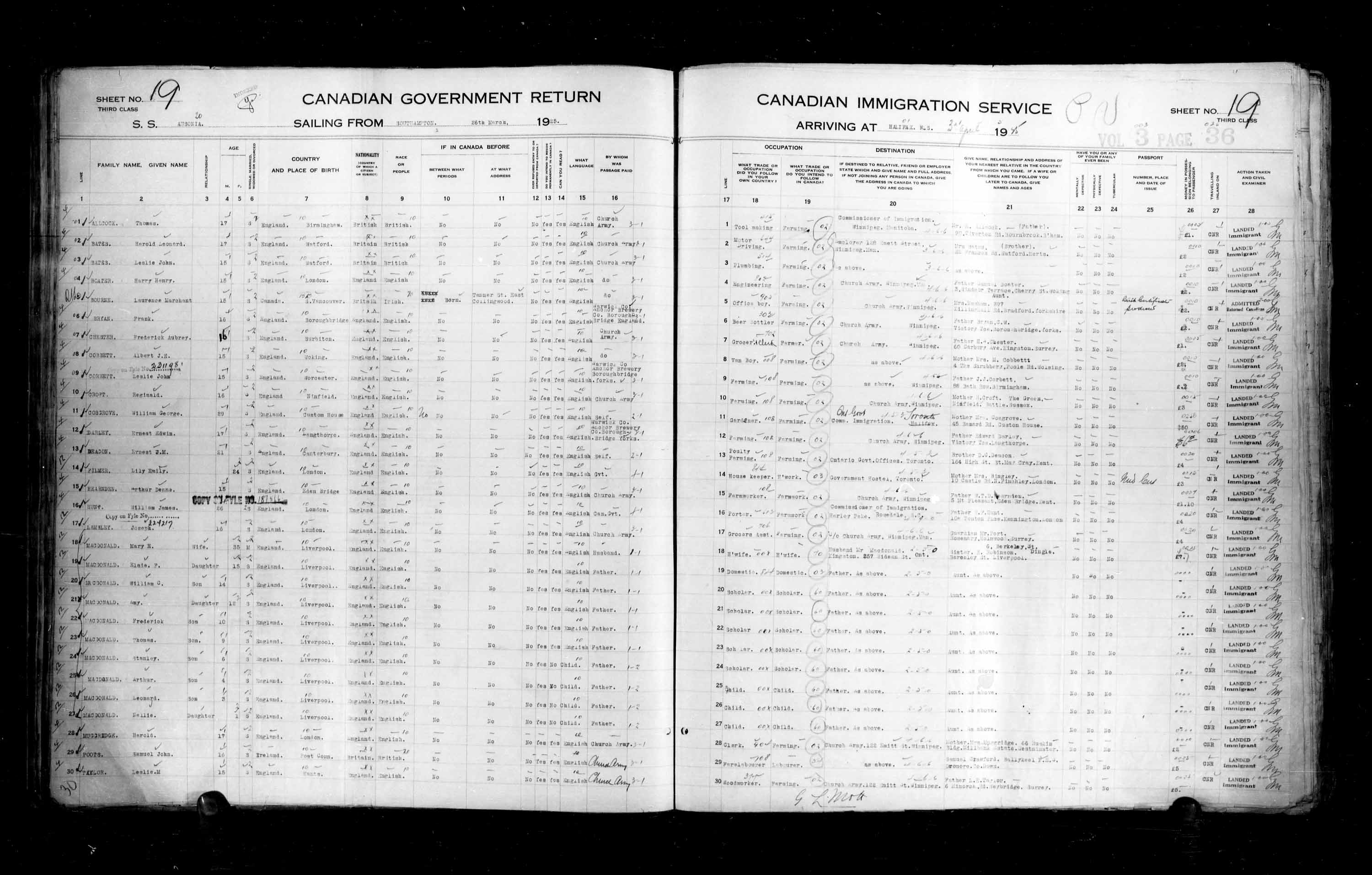 Title: Passenger Lists: Halifax (1925-1935) - Mikan Number: 134853 - Microform: t-14802