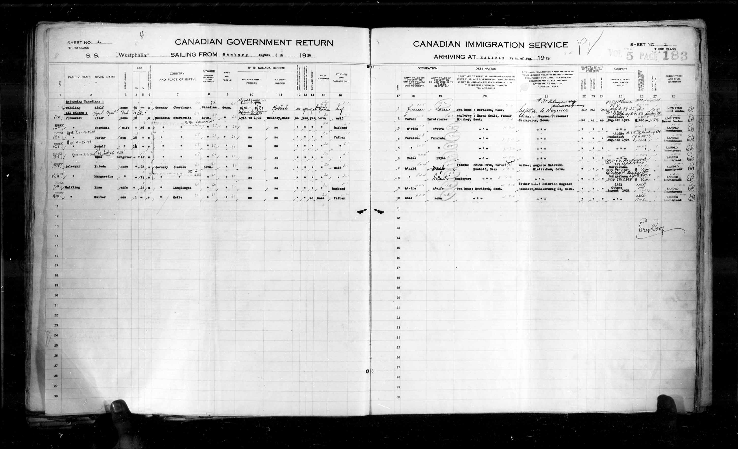 Title: Passenger Lists: Halifax (1925-1935) - Mikan Number: 134853 - Microform: t-14802