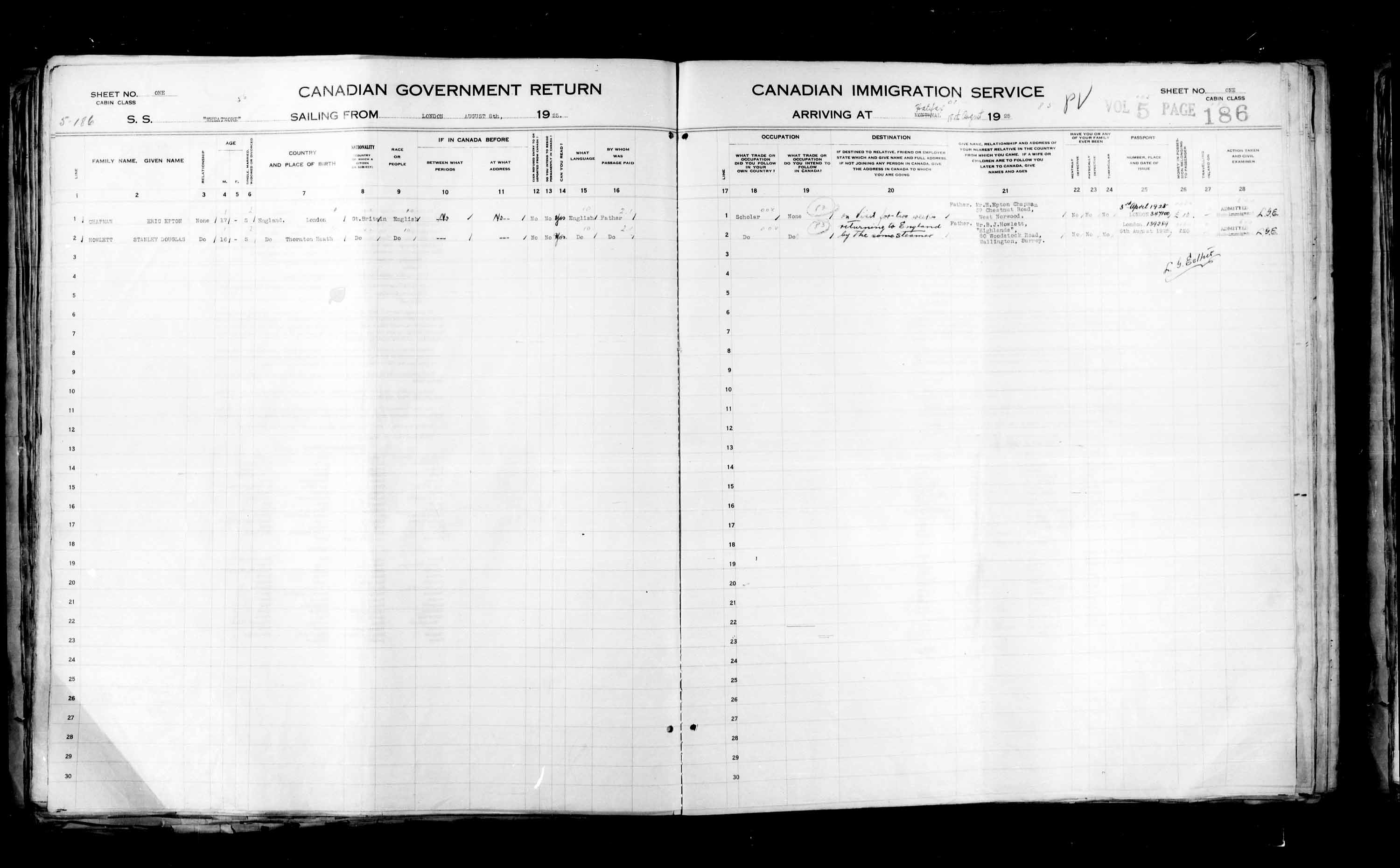 Titre : Listes de passagers : Halifax (1925-1935) - N d'enregistrement Mikan : 178854 - Microforme : t-14803