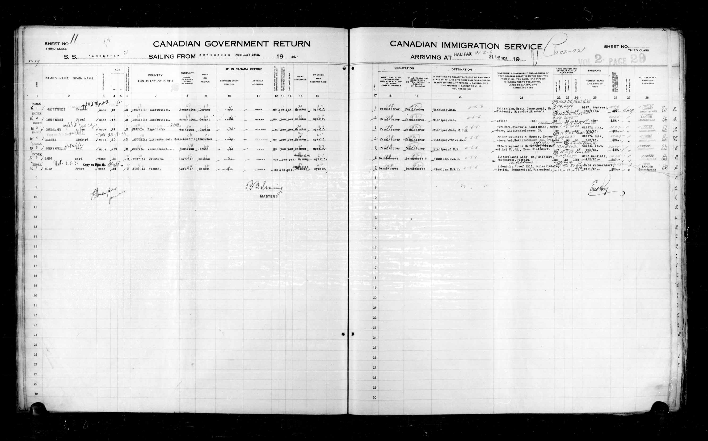 Title: Passenger Lists: Halifax (1925-1935) - Mikan Number: 134853 - Microform: t-14804