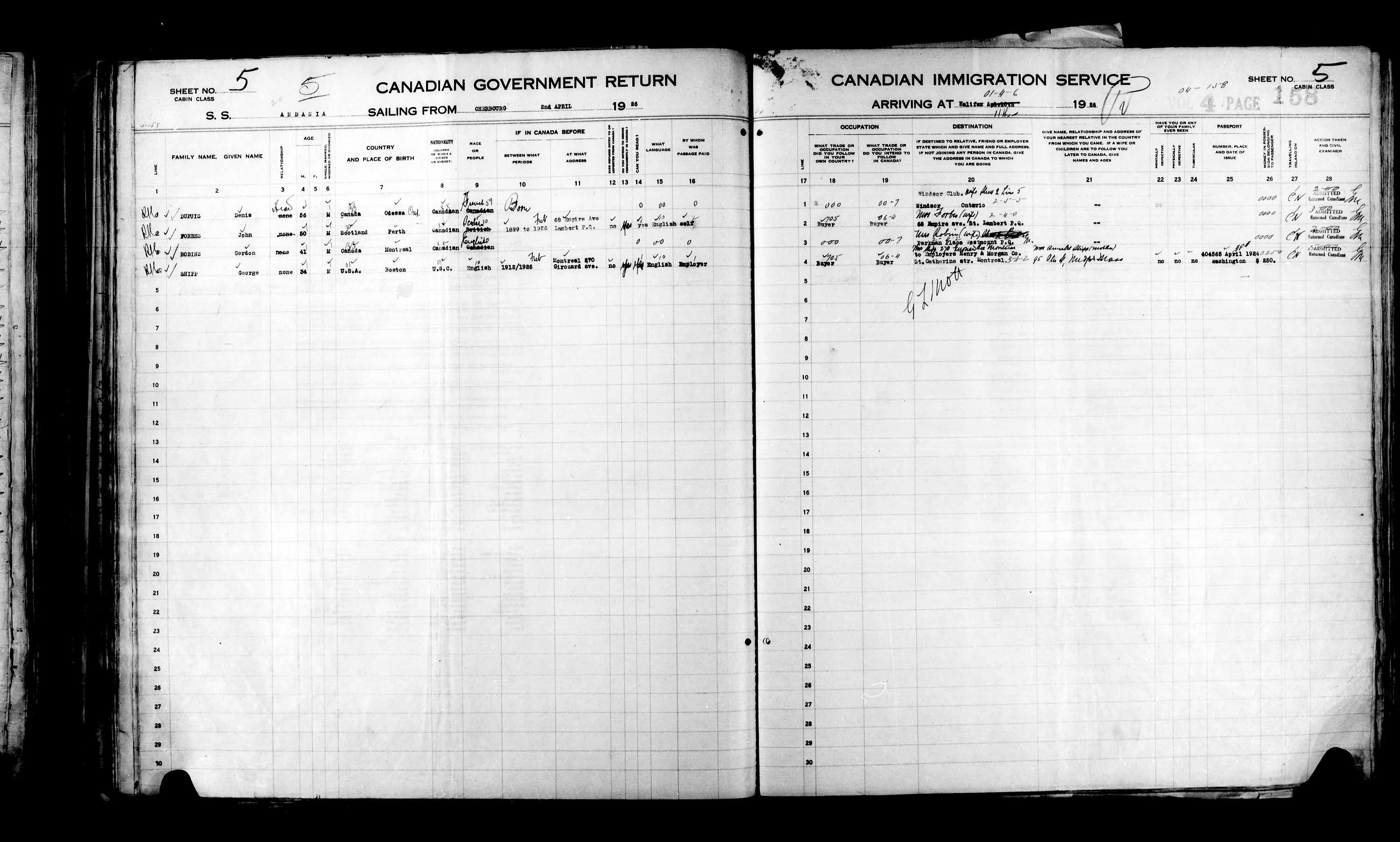 Titre : Listes de passagers : Halifax (1925-1935) - N d'enregistrement Mikan : 178854 - Microforme : t-14805