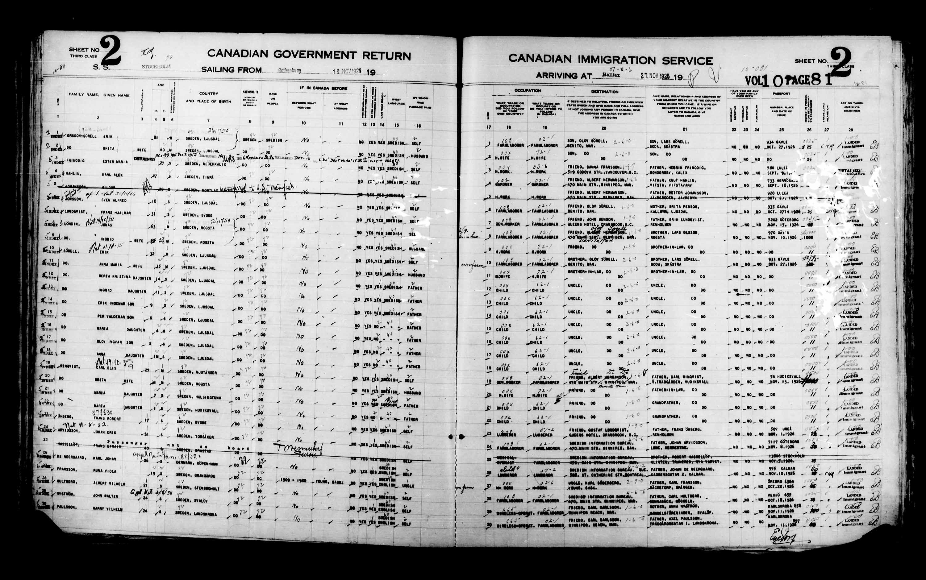 Title: Passenger Lists: Halifax (1925-1935) - Mikan Number: 134853 - Microform: t-14807