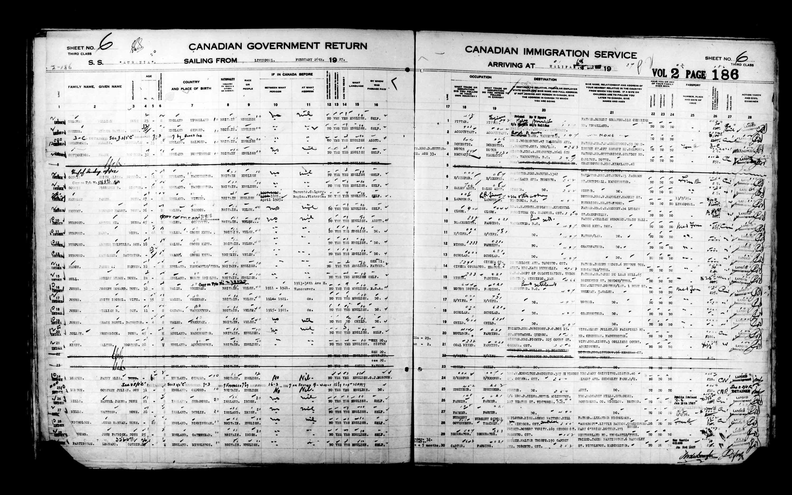 Titre : Listes de passagers : Halifax (1925-1935) - N d'enregistrement Mikan : 178854 - Microforme : t-14807