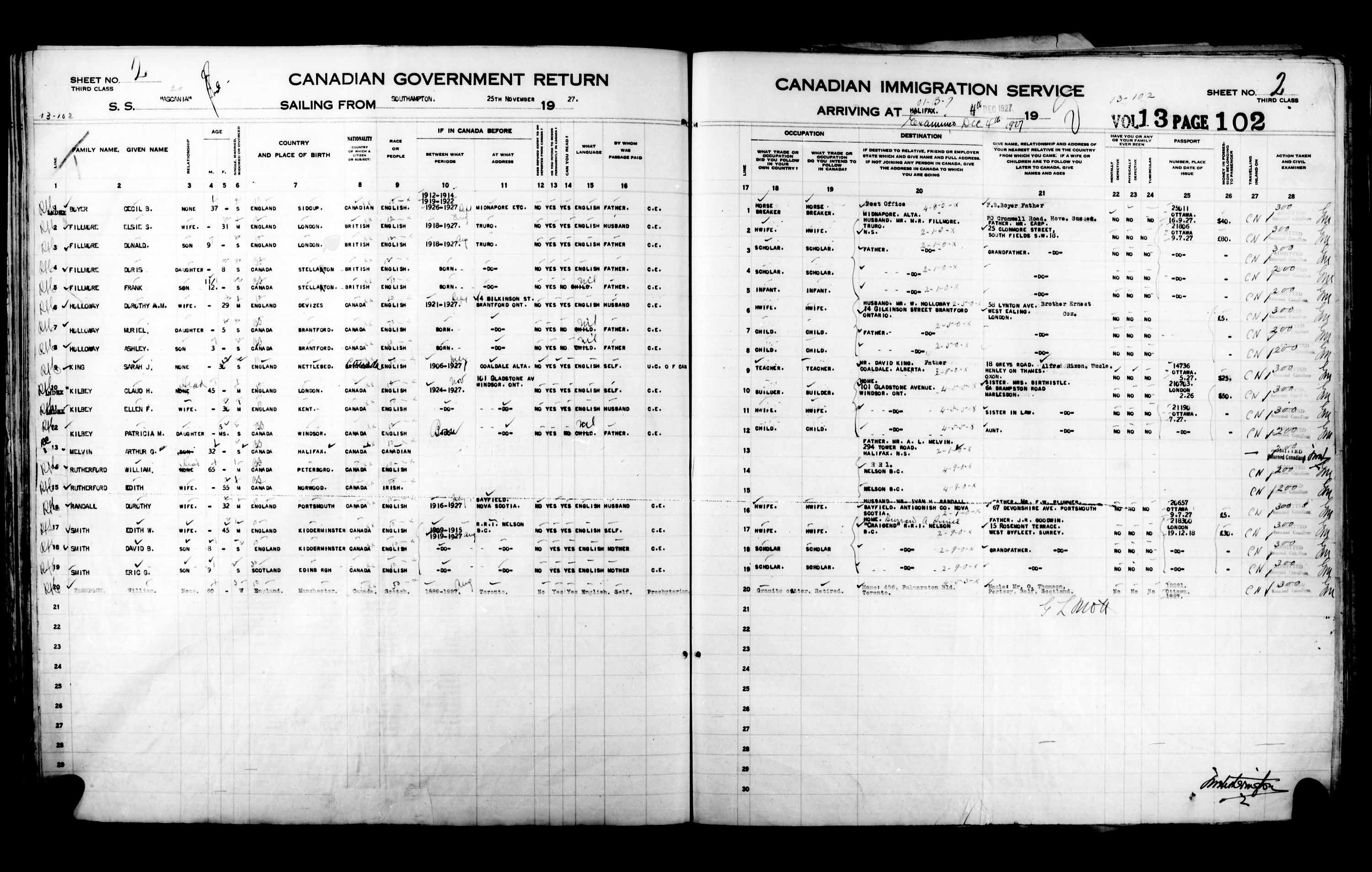 Titre : Listes de passagers : Halifax (1925-1935) - N d'enregistrement Mikan : 178854 - Microforme : t-14811