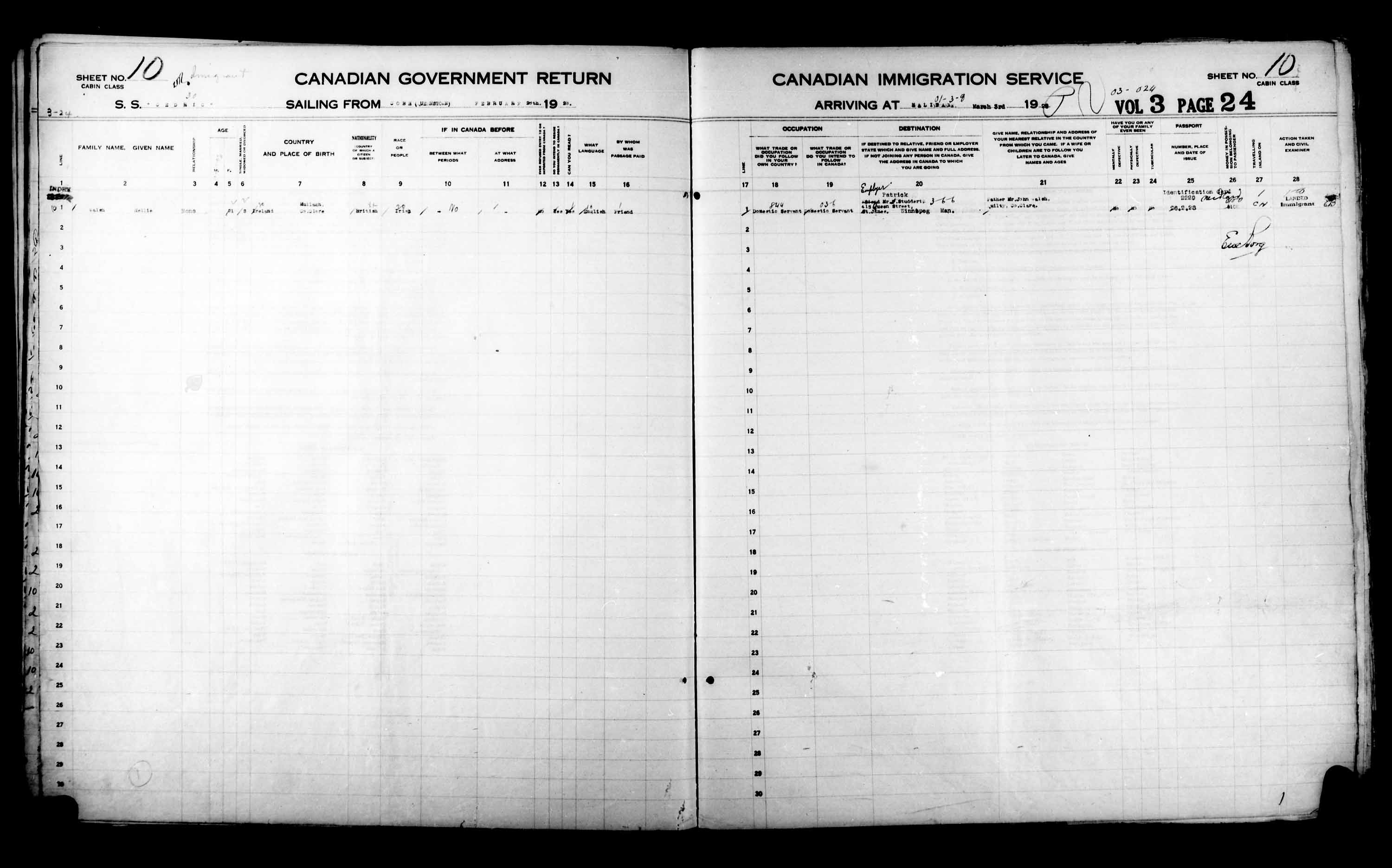 Titre : Listes de passagers : Halifax (1925-1935) - N d'enregistrement Mikan : 178854 - Microforme : t-14812