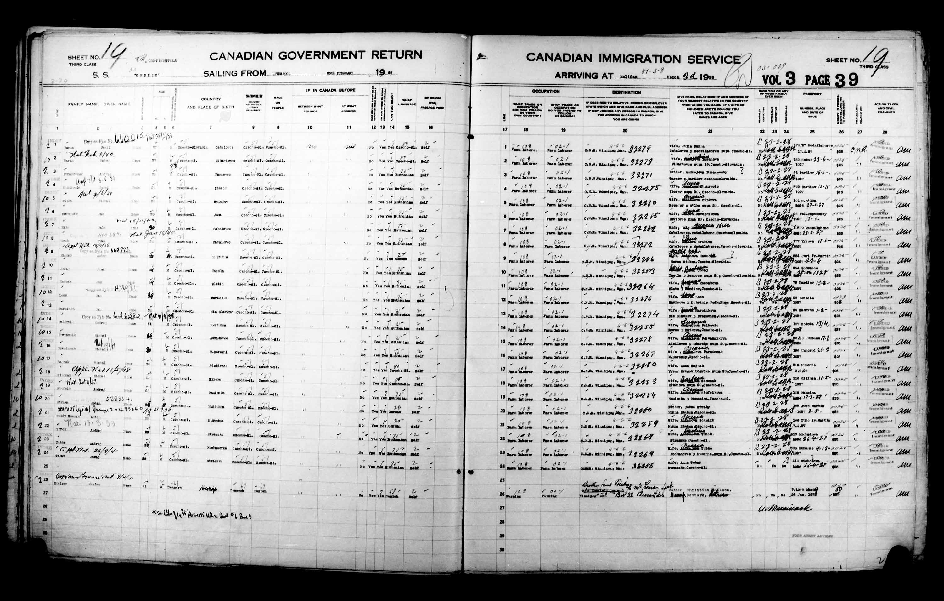 Title: Passenger Lists: Halifax (1925-1935) - Mikan Number: 134853 - Microform: t-14813