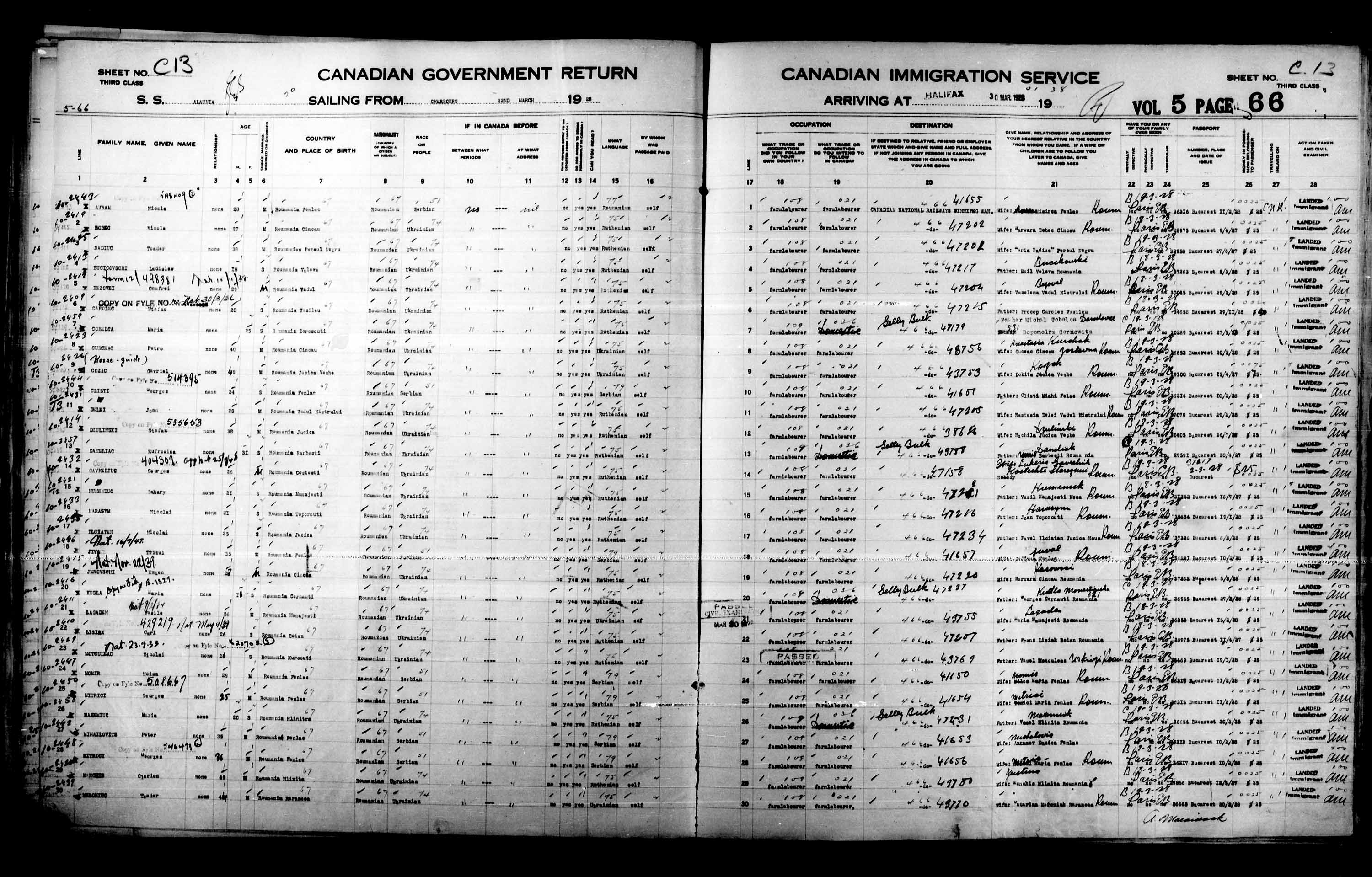 Titre : Listes de passagers : Halifax (1925-1935) - N d'enregistrement Mikan : 178854 - Microforme : t-14814