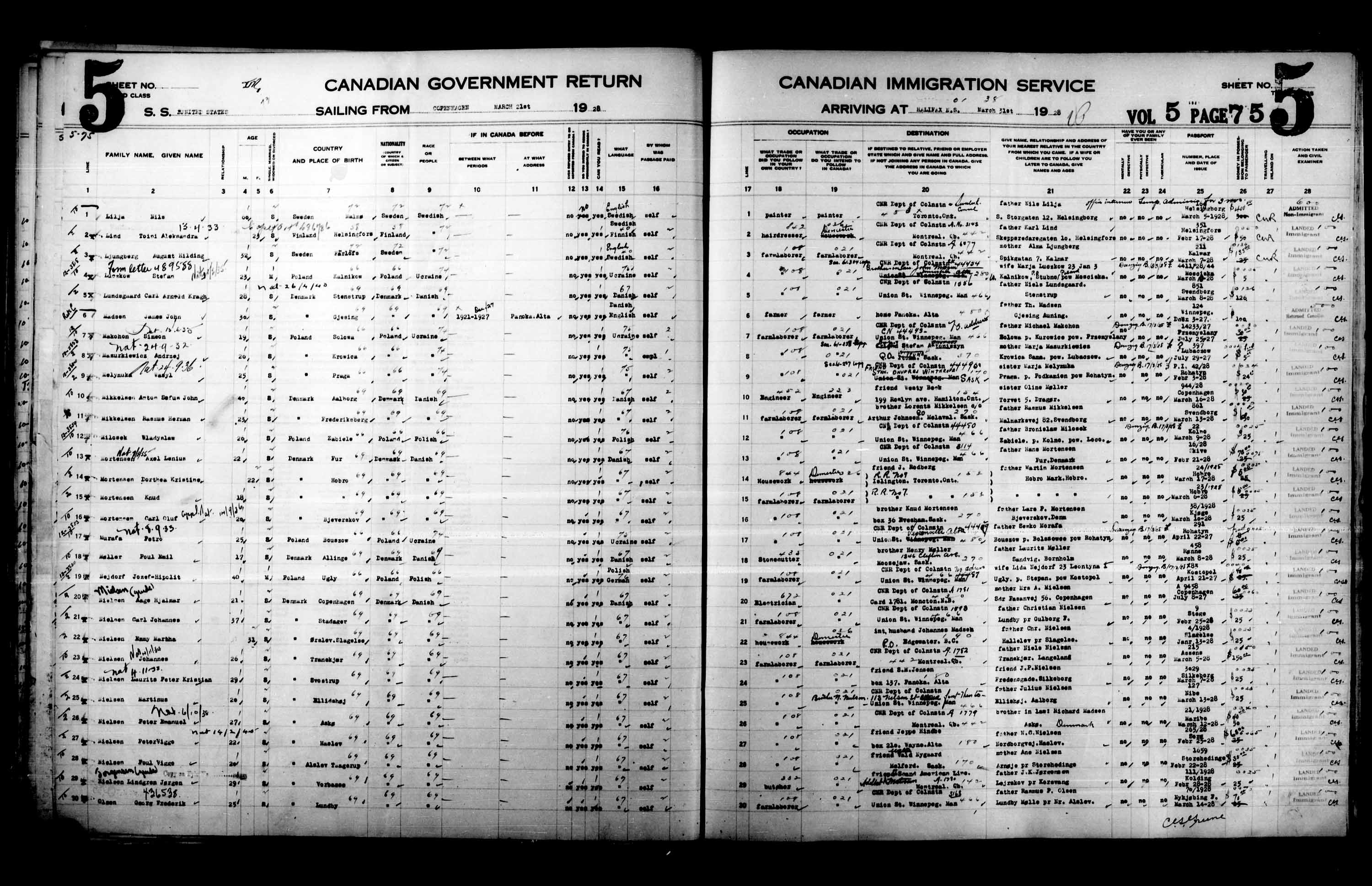 Titre : Listes de passagers : Halifax (1925-1935) - N d'enregistrement Mikan : 178854 - Microforme : t-14814