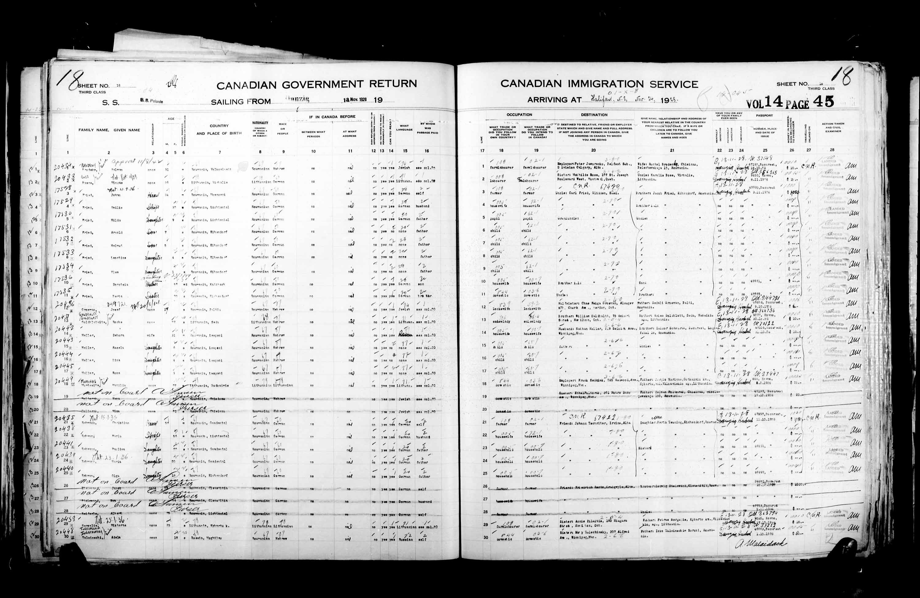 Titre : Listes de passagers : Halifax (1925-1935) - N d'enregistrement Mikan : 178854 - Microforme : t-14817