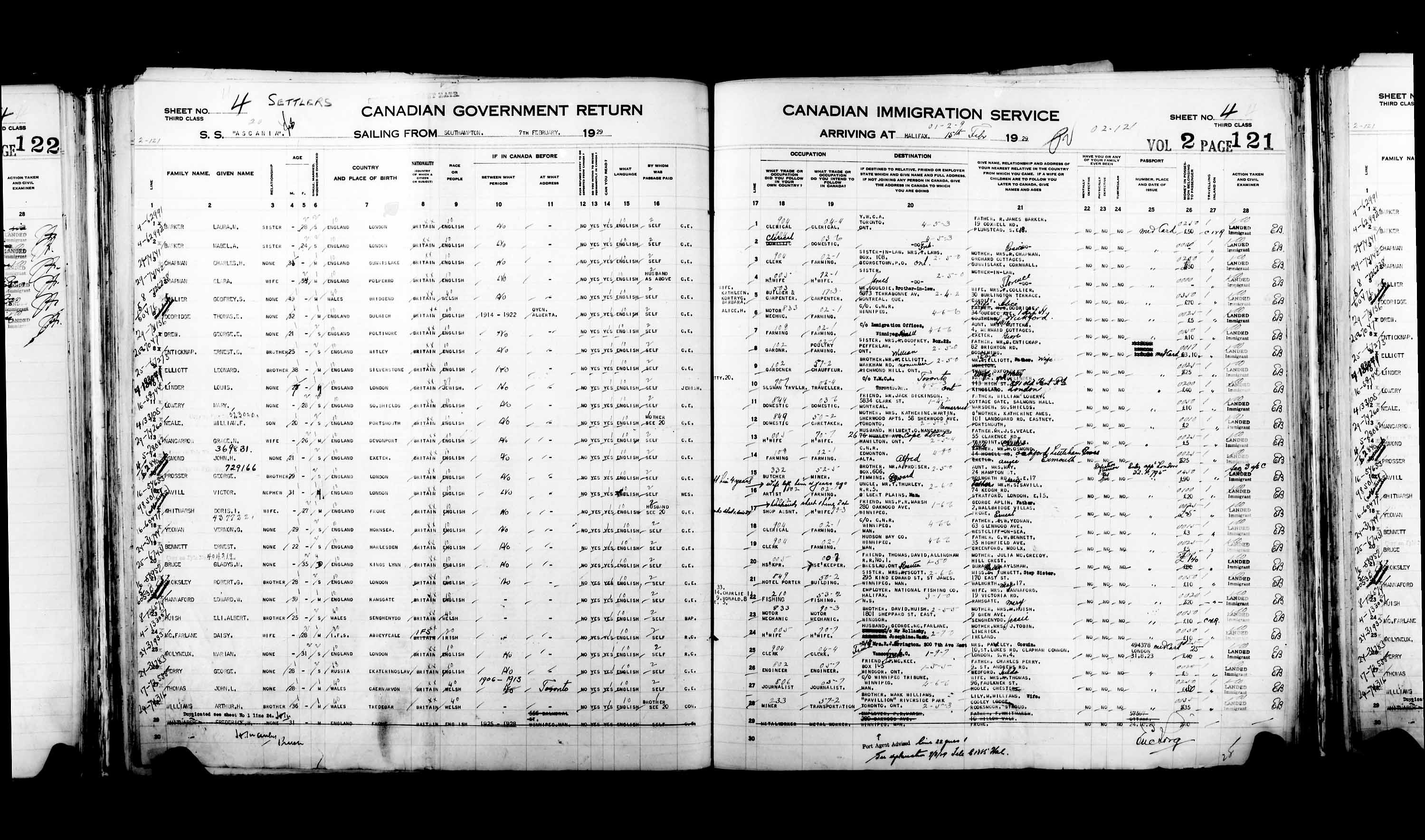 Titre : Listes de passagers : Halifax (1925-1935) - N d'enregistrement Mikan : 178854 - Microforme : t-14817