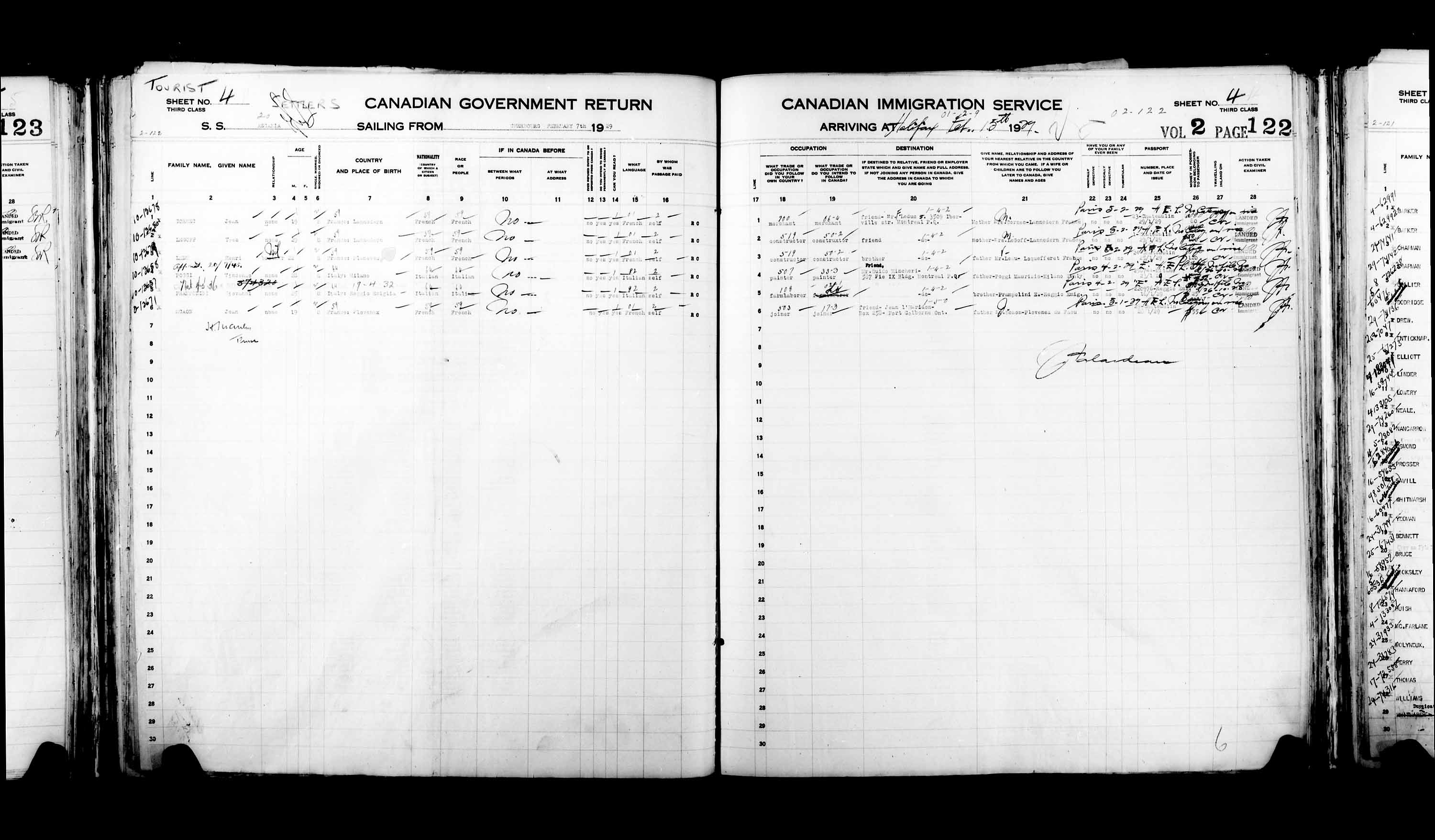Title: Passenger Lists: Halifax (1925-1935) - Mikan Number: 134853 - Microform: t-14817