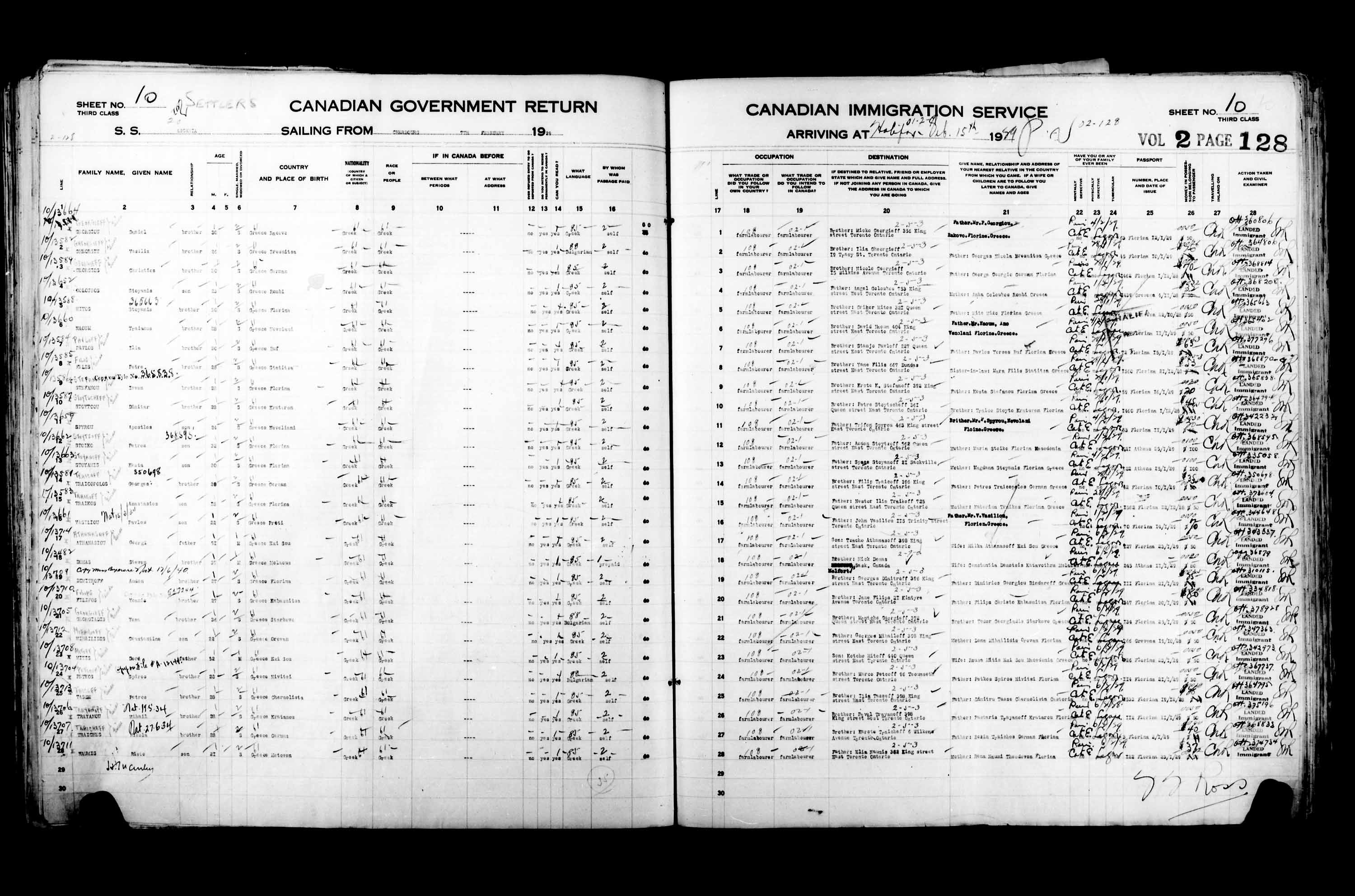 Title: Passenger Lists: Halifax (1925-1935) - Mikan Number: 134853 - Microform: t-14818