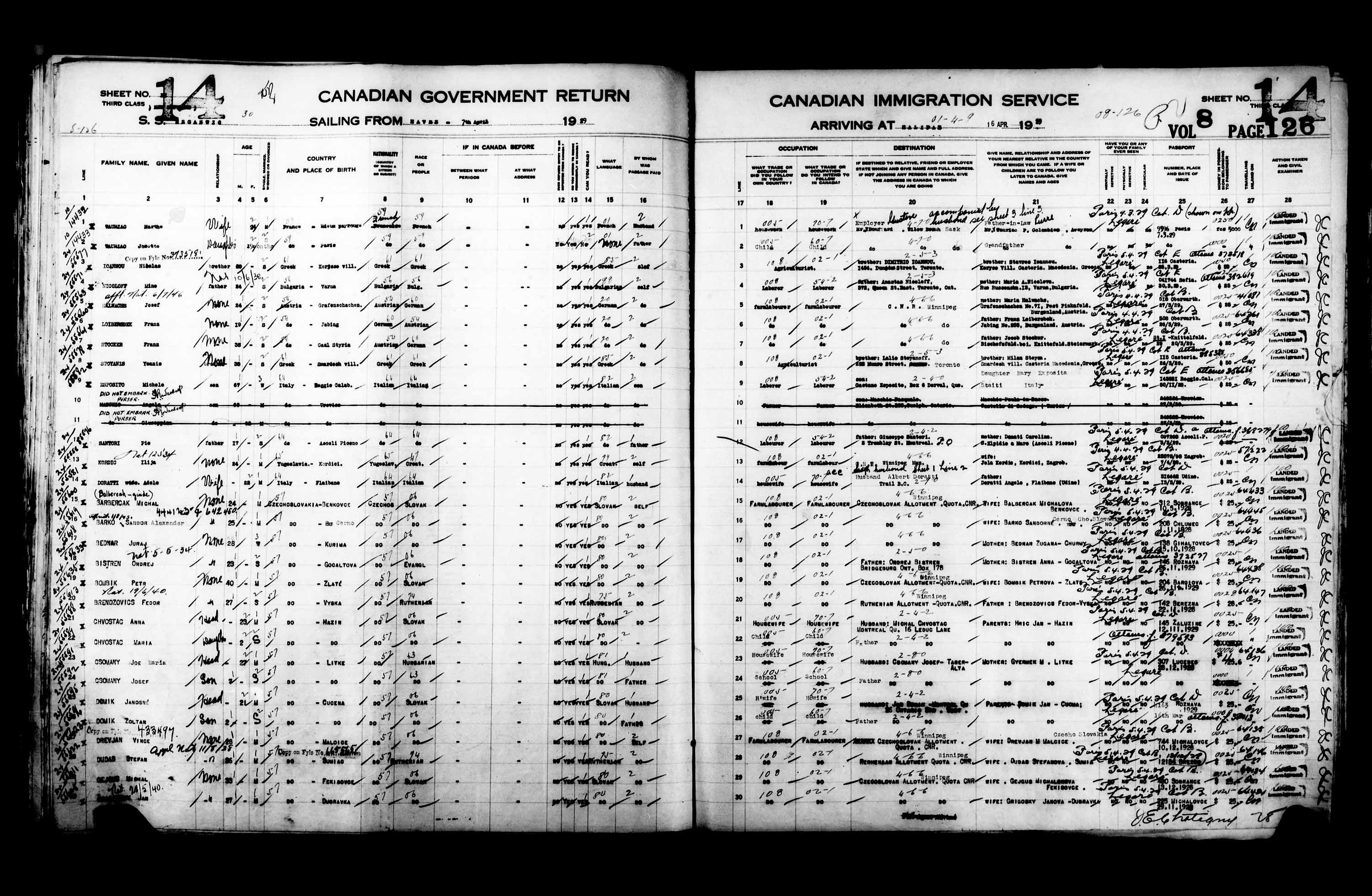 Title: Passenger Lists: Halifax (1925-1935) - Mikan Number: 134853 - Microform: t-14819