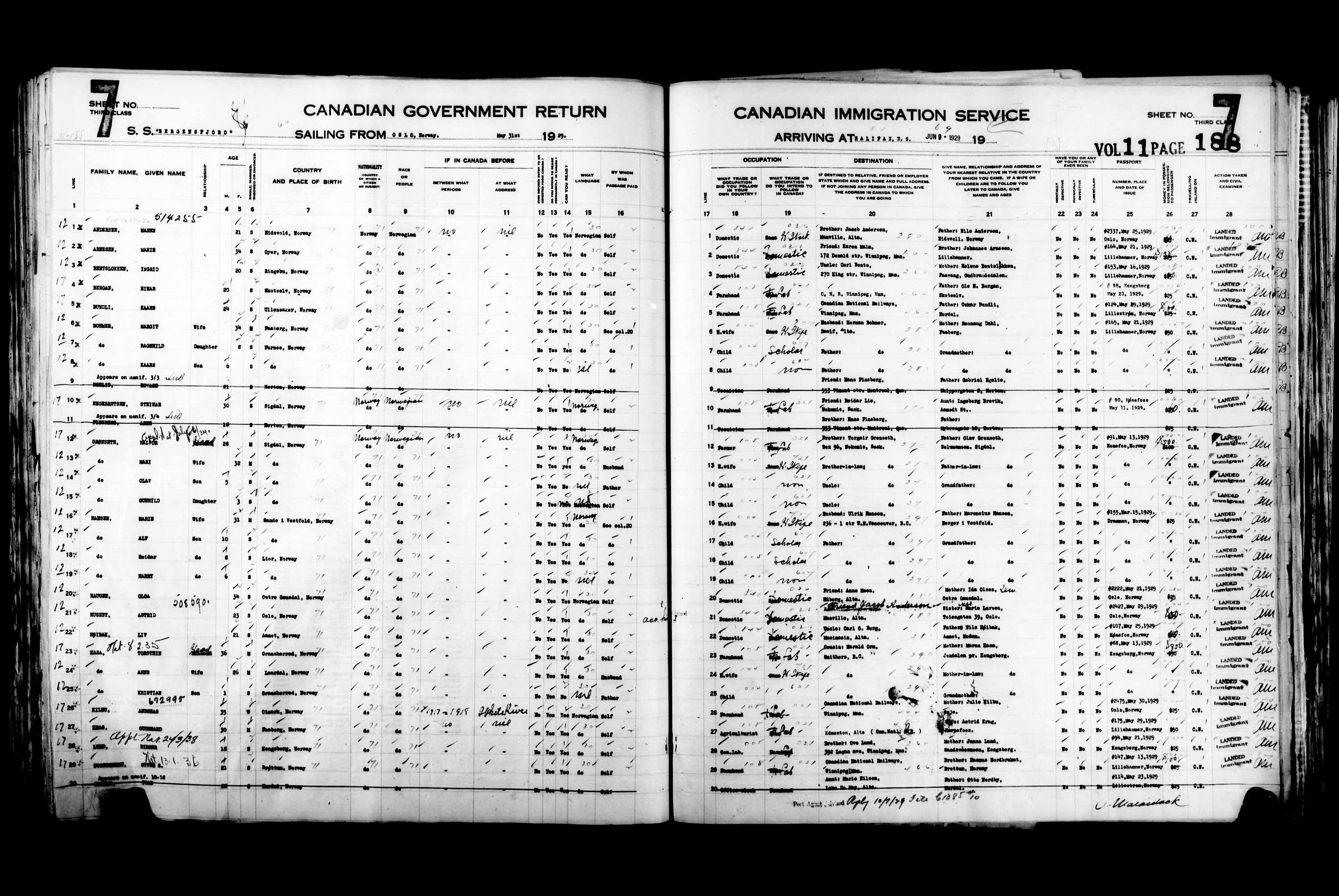 Titre : Listes de passagers : Halifax (1925-1935) - N d'enregistrement Mikan : 178854 - Microforme : t-14820