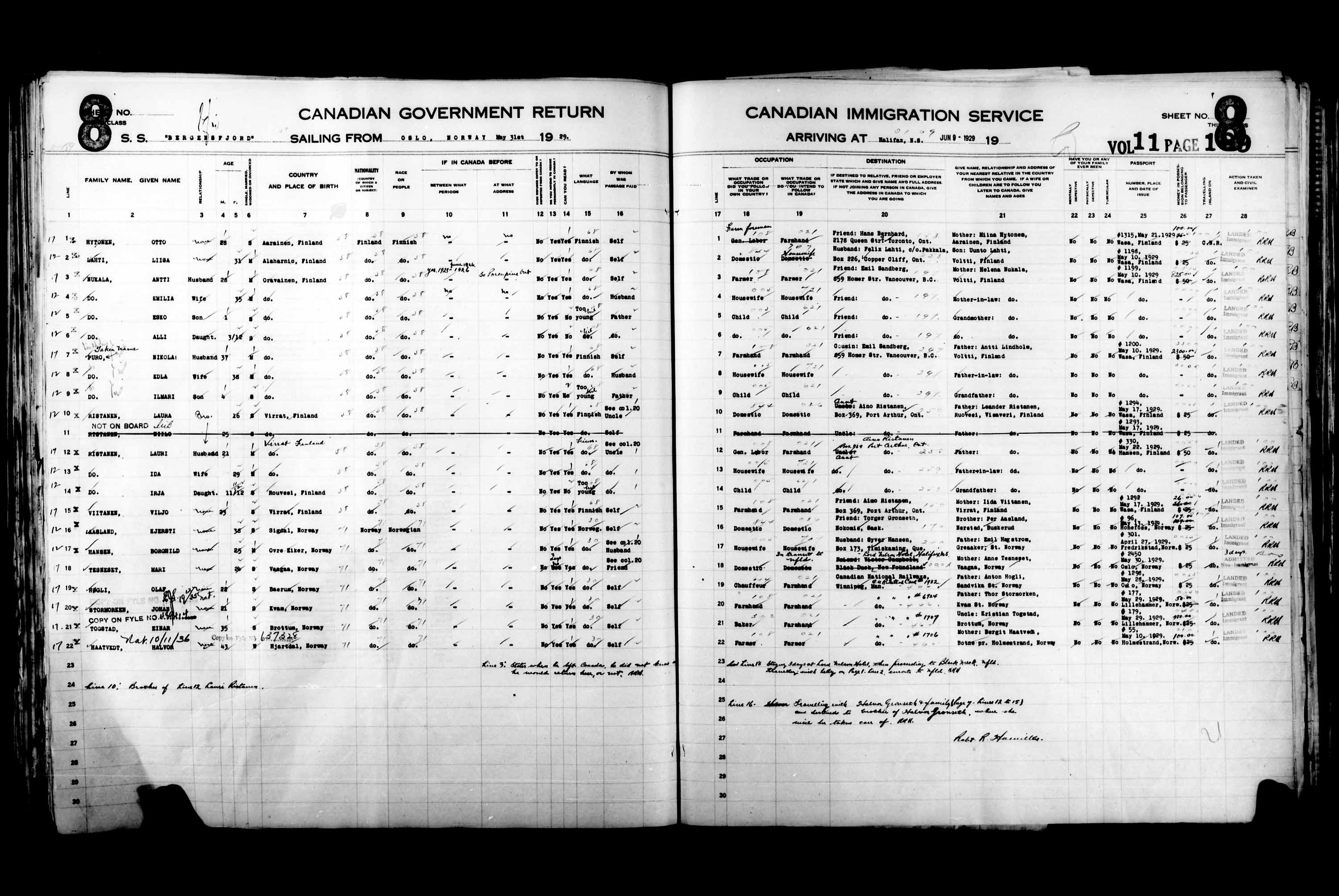 Titre : Listes de passagers : Halifax (1925-1935) - N d'enregistrement Mikan : 178854 - Microforme : t-14820