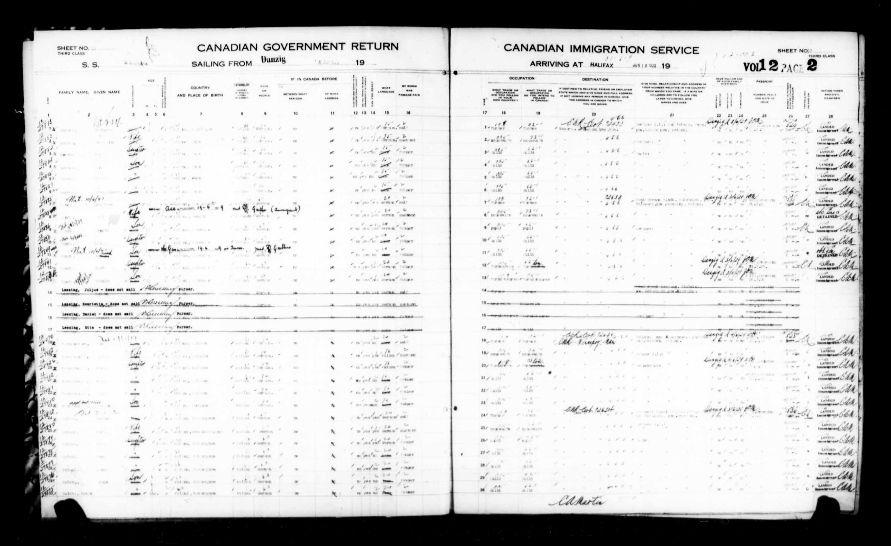 Titre : Listes de passagers : Halifax (1925-1935) - N d'enregistrement Mikan : 178854 - Microforme : t-14821