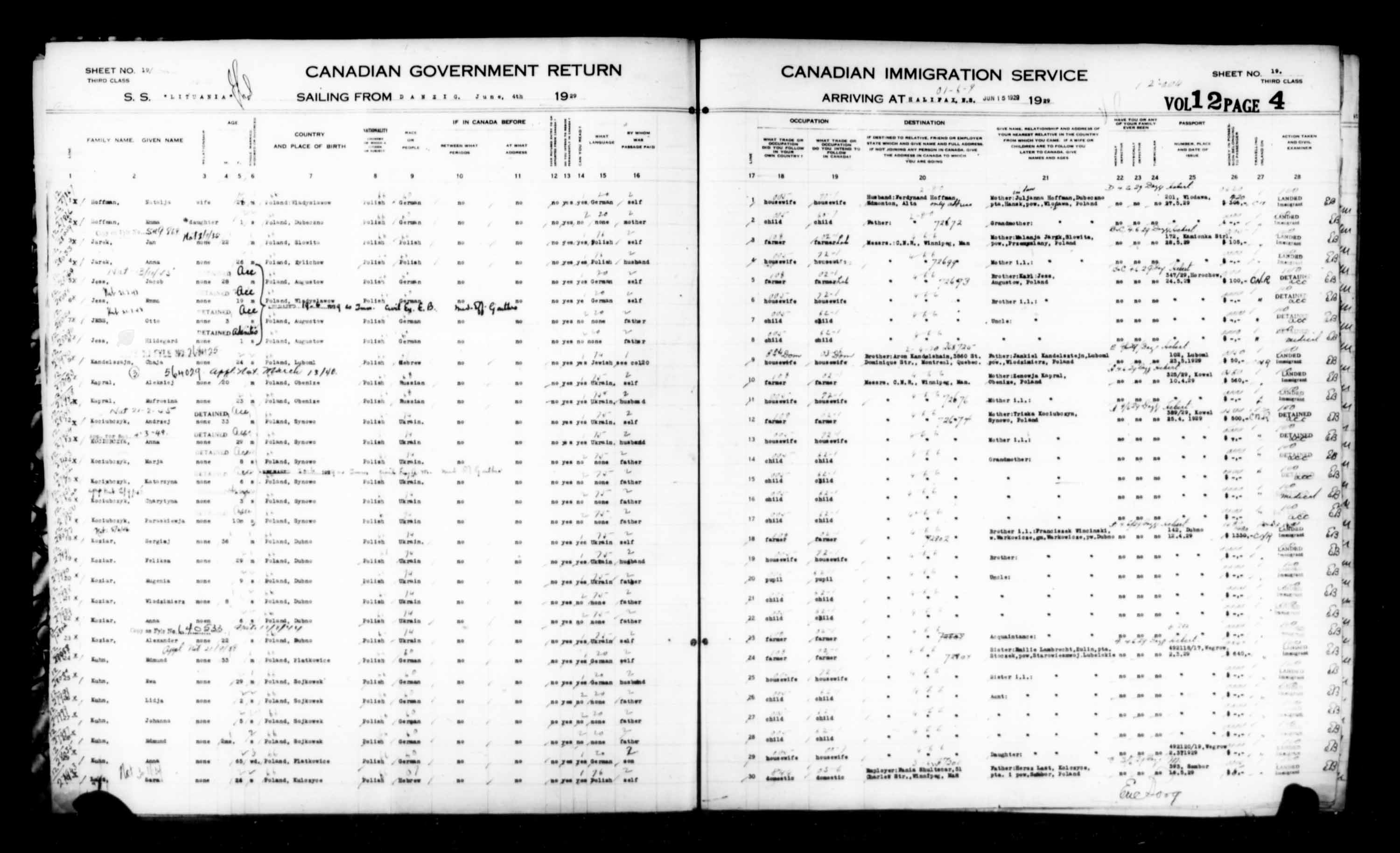 Titre : Listes de passagers : Halifax (1925-1935) - N d'enregistrement Mikan : 178854 - Microforme : t-14821