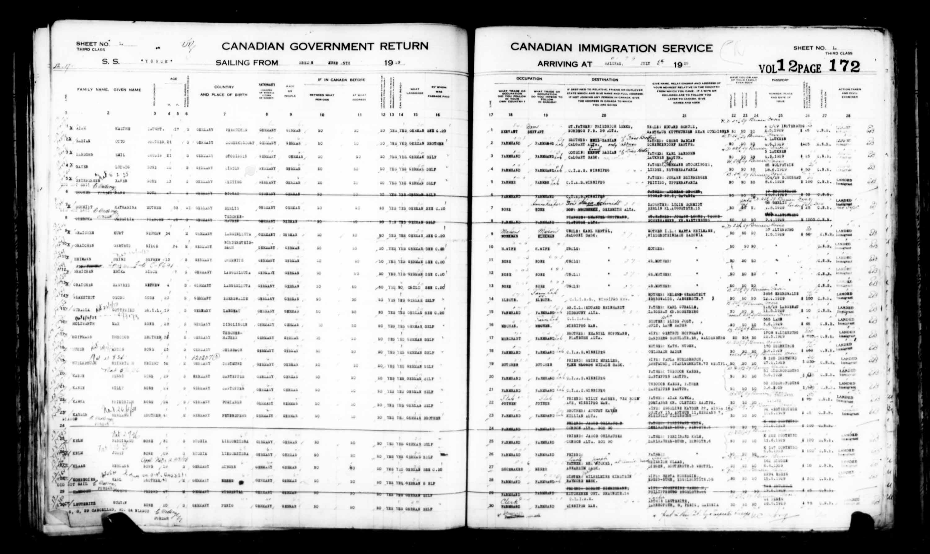 Title: Passenger Lists: Halifax (1925-1935) - Mikan Number: 134853 - Microform: t-14821