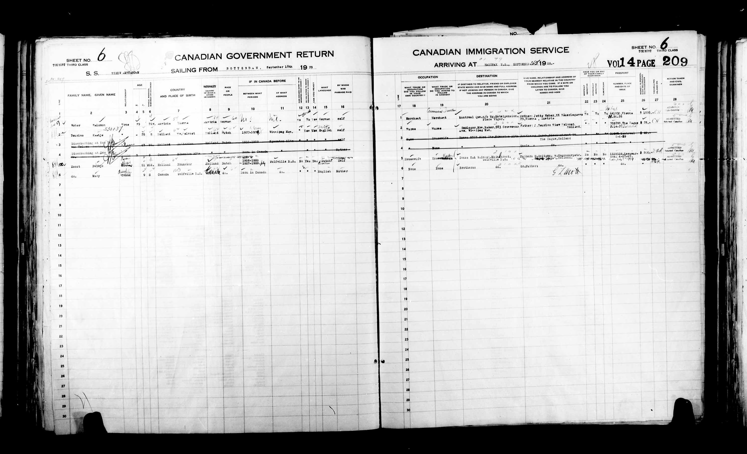 Titre : Listes de passagers : Halifax (1925-1935) - N d'enregistrement Mikan : 178854 - Microforme : t-14822